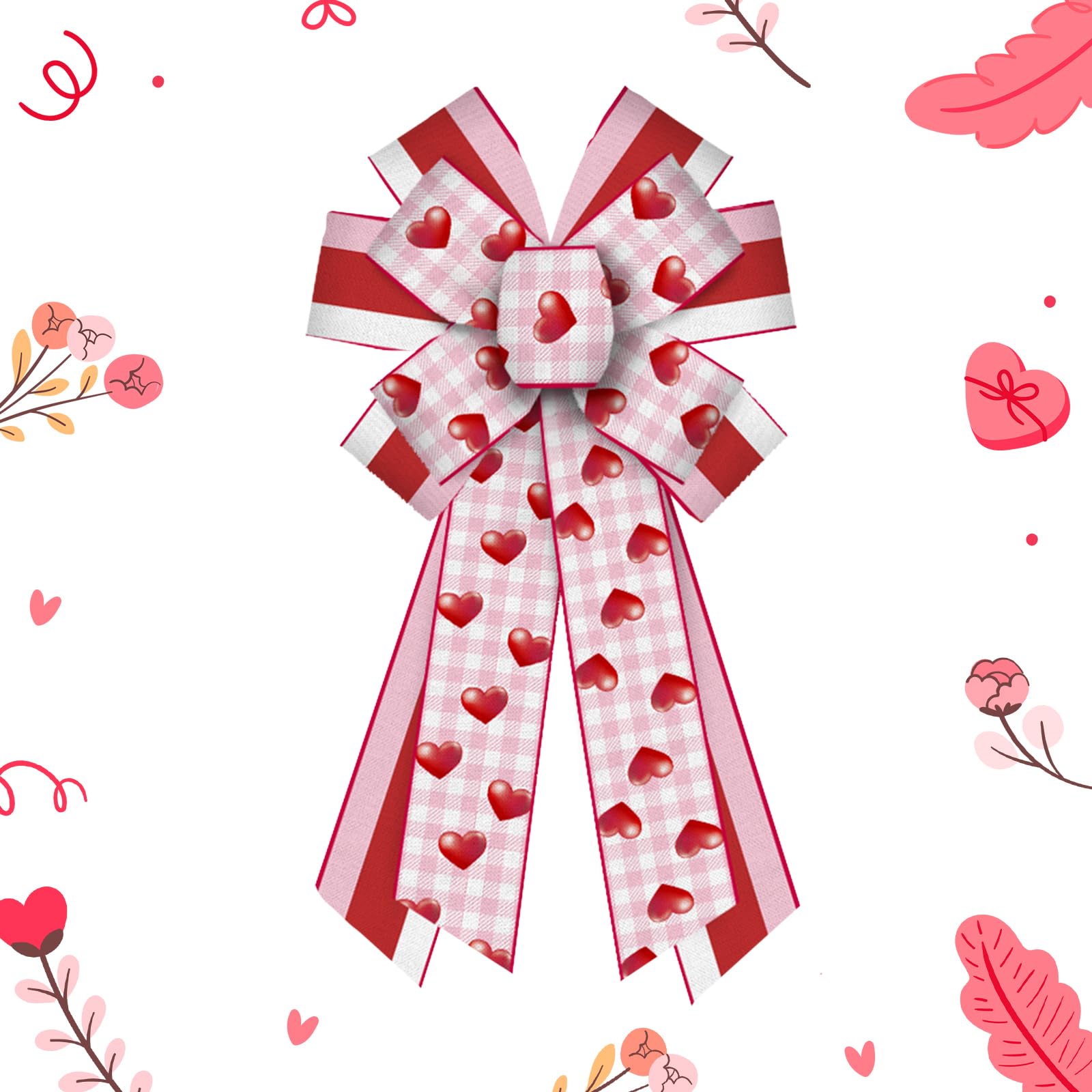 Valentine's Heart Wreath Bows - Pink Burlap for Door Decor & Wedding