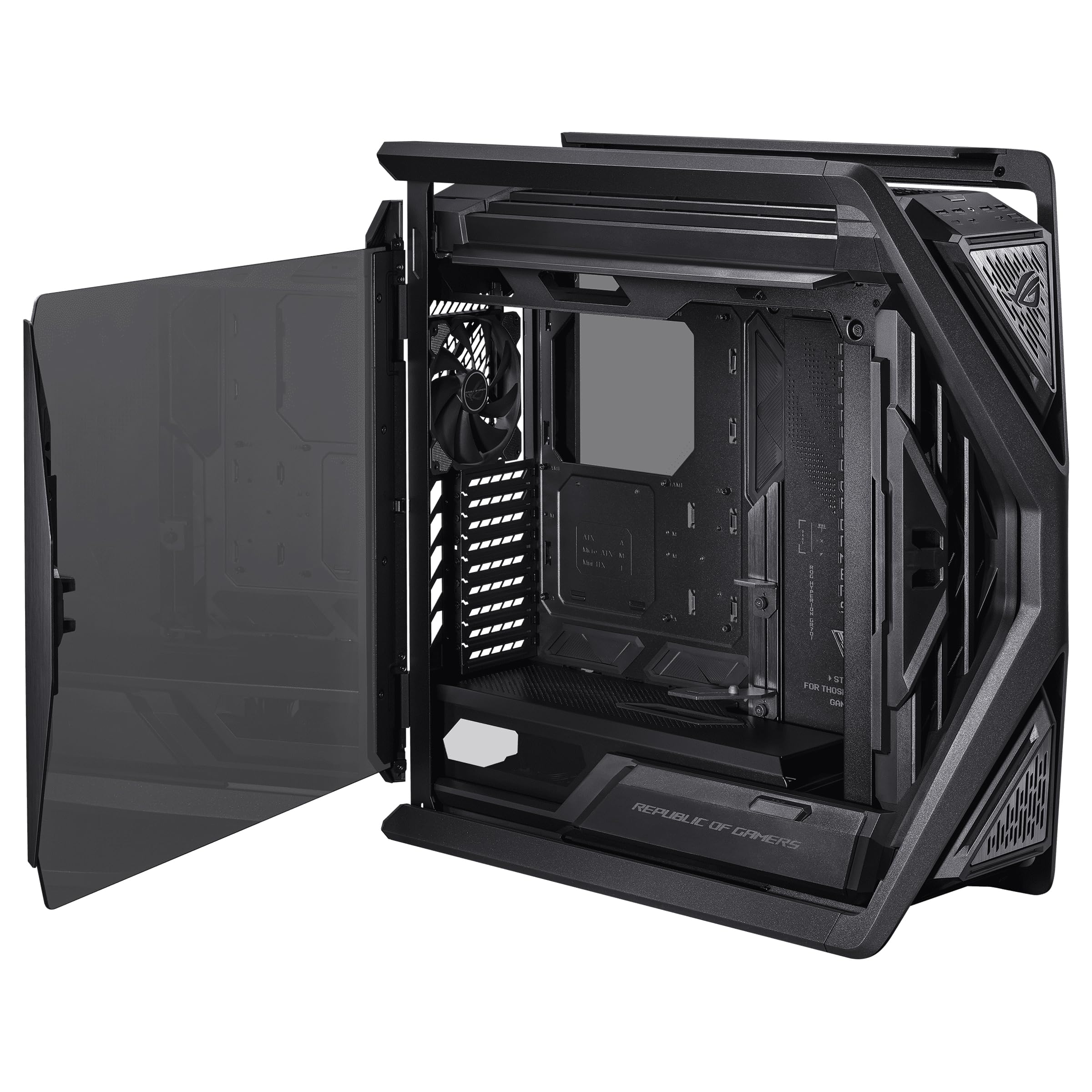 ROG Hyperion GR701 BTF Edition E-ATX Gaming PC Case with BTF Connectors - Supports 420mm Radiators, Includes 4x 140mm Fans & ARGB Fan Hub, 60W Fast Charging - Perfect for High-End Gaming Rigs & Custom Water Cooling Builds