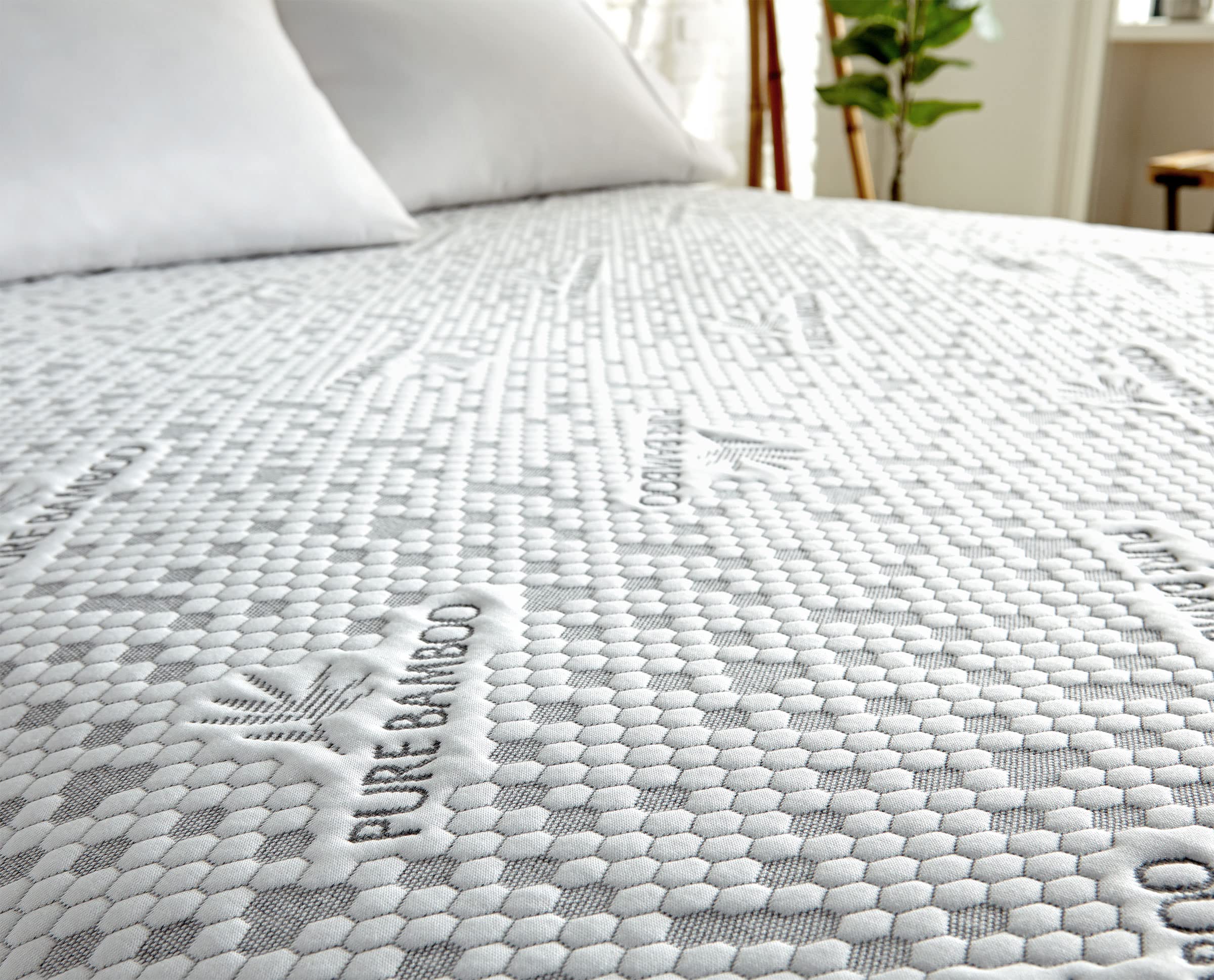 PURE BAMBOO California King Mattress Protector - Waterproof, Breathable Bamboo Charcoal Fiber Cover | Protects Against Moisture, Spills & Stains | Ideal for Allergy Sufferers & Hot Sleepers (California King Size)