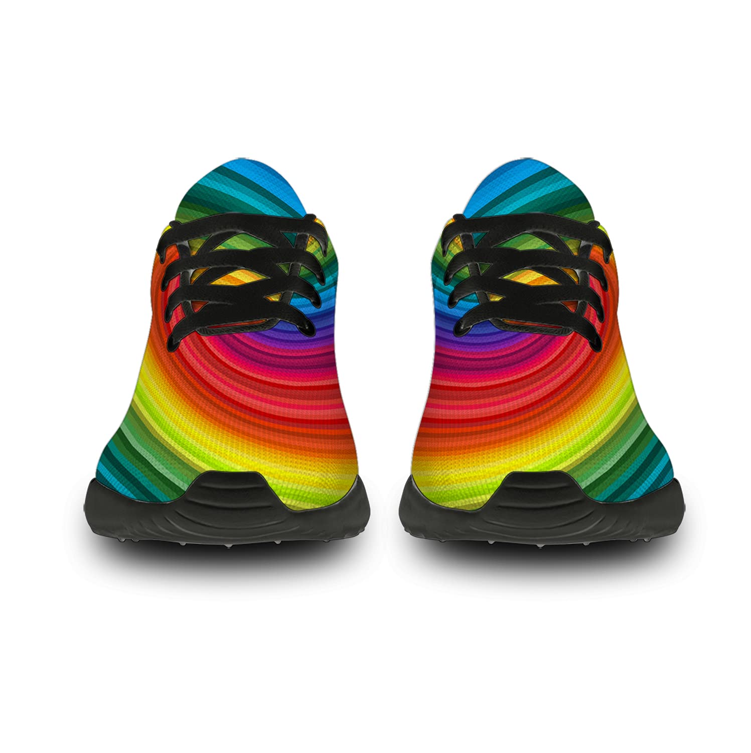 **Men's & Women's Pride Running Shoes - Lightweight Walking & Tennis Sneakers with Abstract Swirl Design - LGBT Rainbow Shoes for LGBTQ+ Support - Size 10.5 Men / 12 Women (Black) - Perfect for Pride Parades, Workouts & Casual Wear**