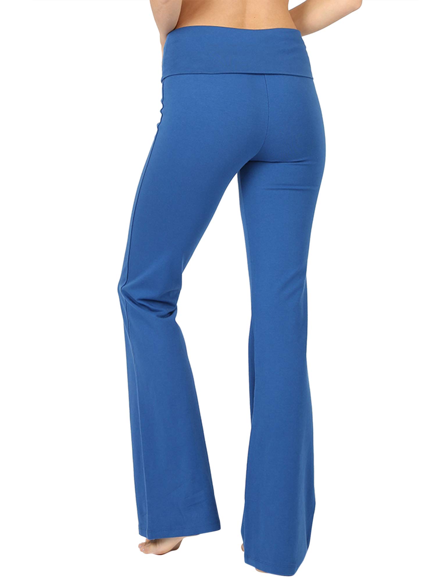 Women's & Plus Size Stretch Cotton Foldover Waist Bootleg Yoga Pants - 2 Pack (White/White, 1X) - Comfortable Workout & Lounge Pants for Yoga, Gym, and Everyday Wear