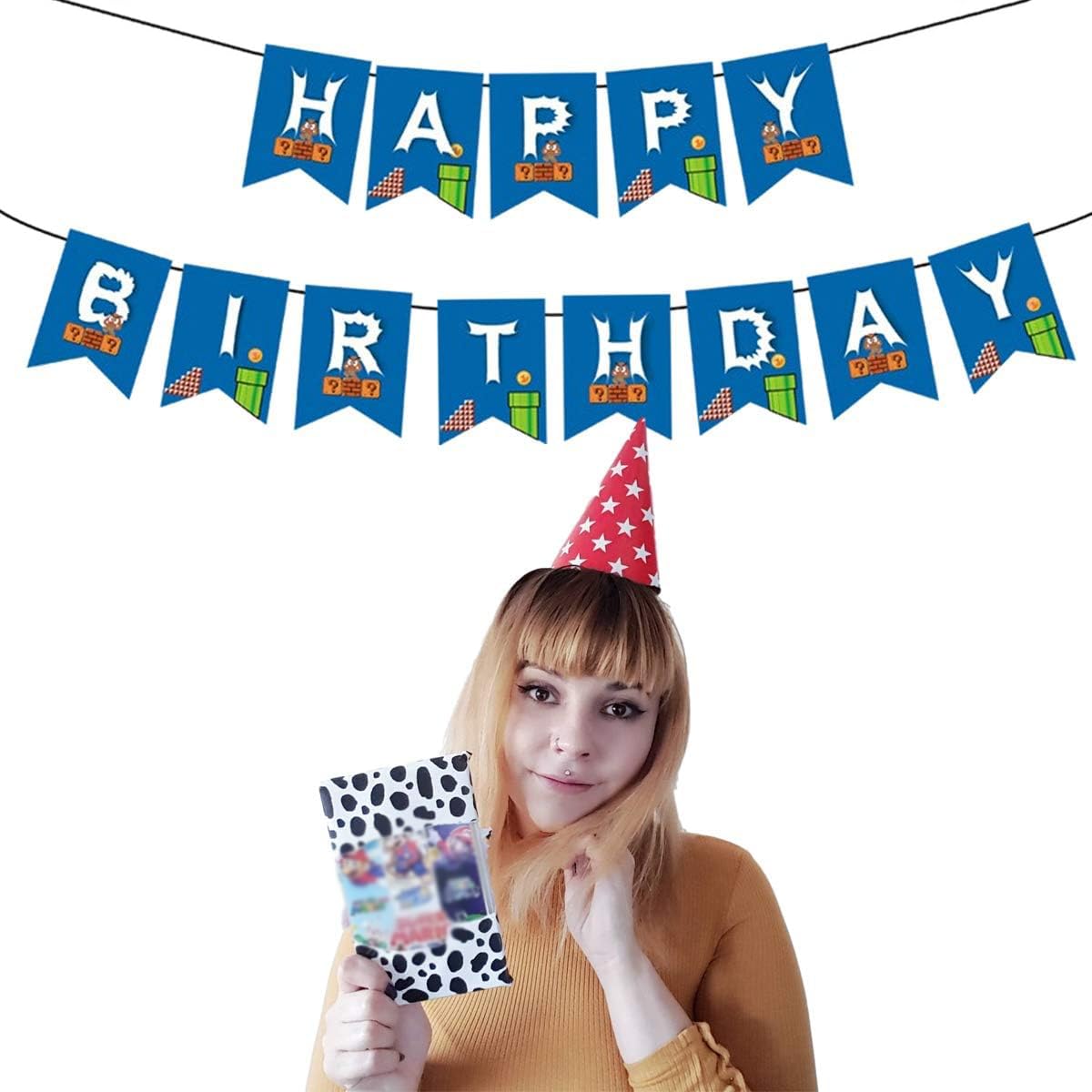 Super Mario Birthday Banner - Video Game Themed Party Decorations for Kids & Adults - Perfect for Birthday Parties, Gaming Events & Themed Celebrations