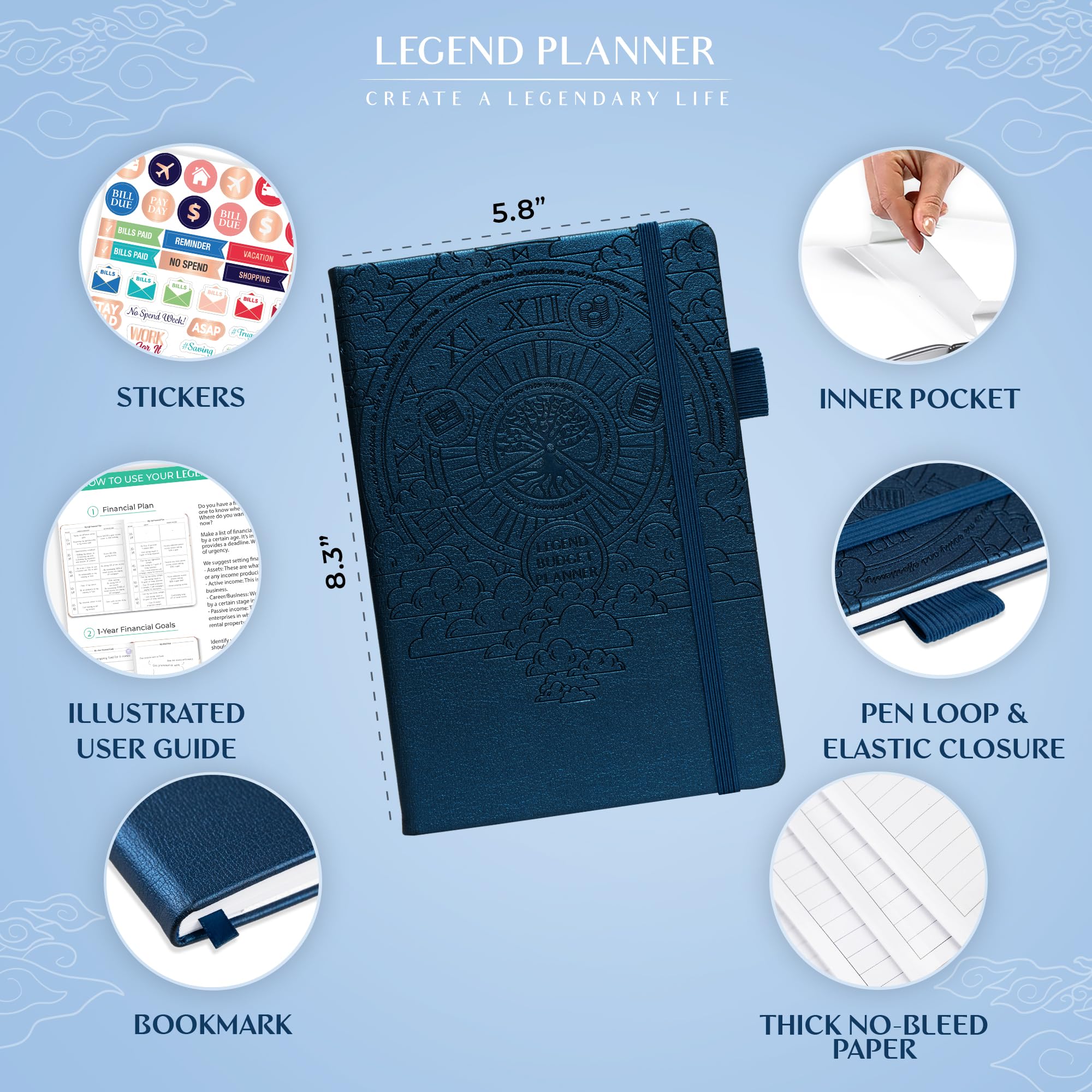 Budget Planner Notebook - Monthly Expense Tracker for Household Finance (Mystic Blue) | Money Management & Savings Organizer