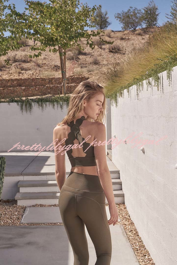 Petal Trim Crisscross Yoga Sports Bra - Women's Supportive Workout Top for Yoga, Gym & Running | Breathable & Comfortable Activewear
