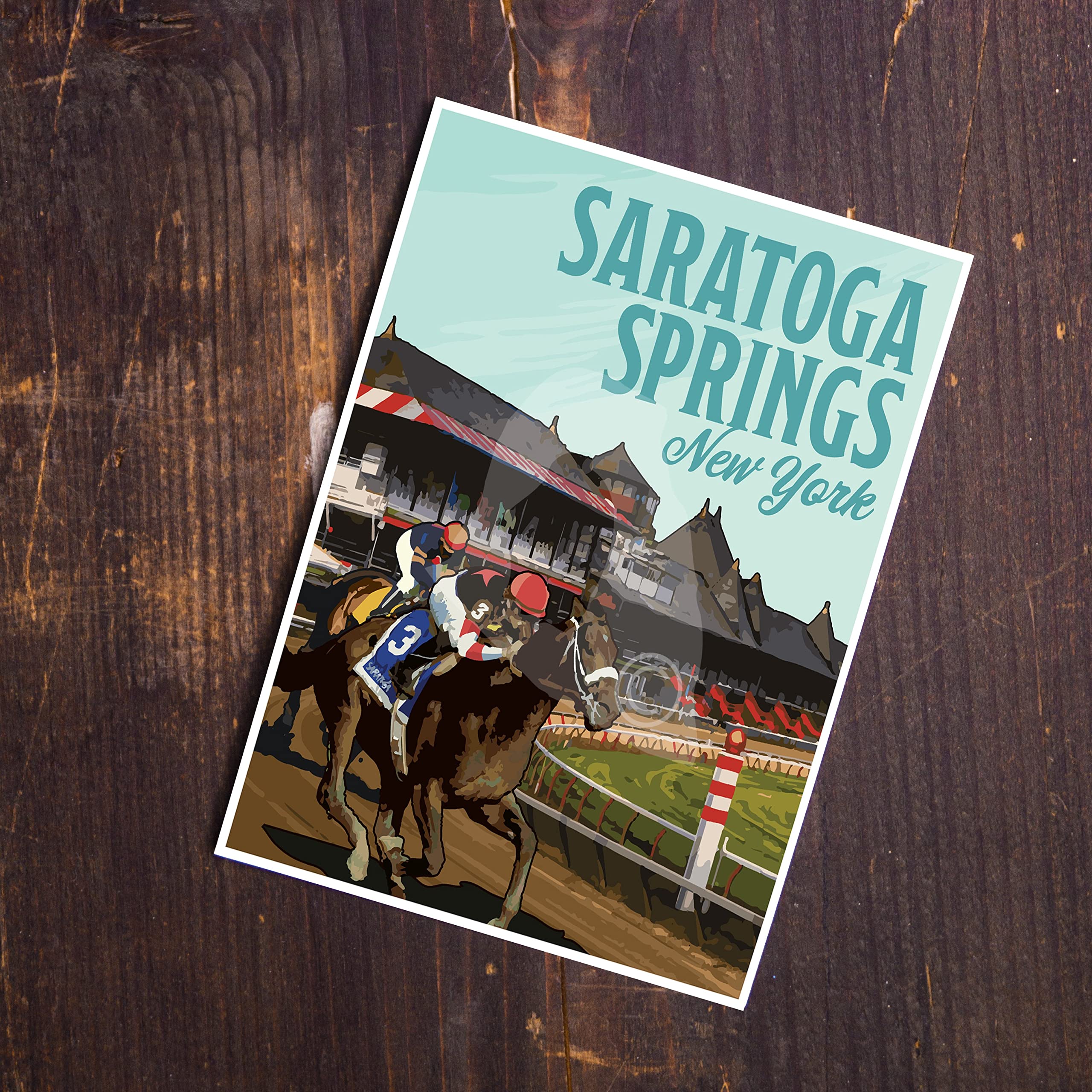 Saratoga Springs New York Horse Racing Art Print - 11x14 Inches Poster or Canvas - Perfect for Home, Office & Racing Fan Decor