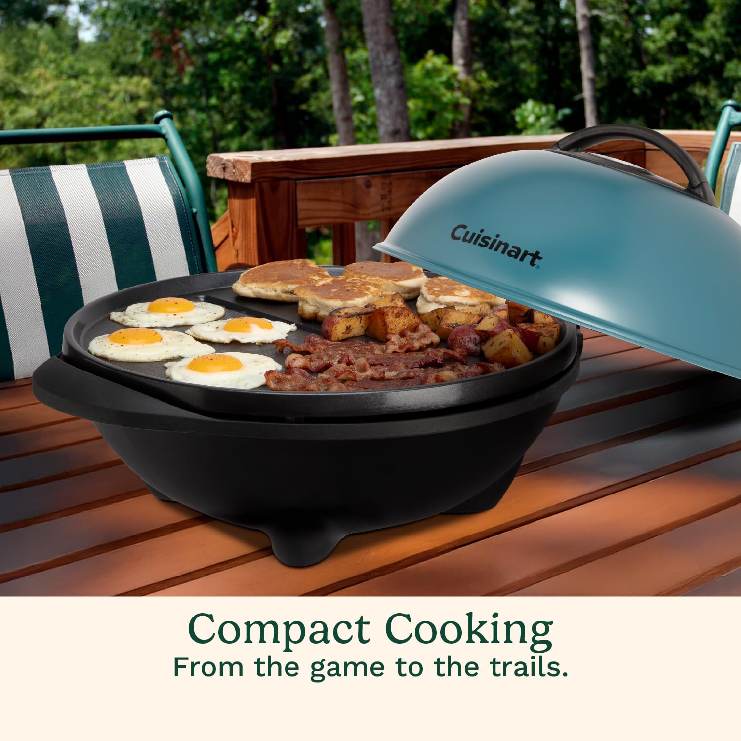 Cuisinart 2-in-1 Electric Griddle & BBQ Grill - Indoor/Outdoor Non-Stick Flat Top Cooker with Adjustable Temperature Control | Portable Tabletop & Stand Options for Camping, Tailgating, Small Apartments & Outdoor Cooking | No Assembly Required
