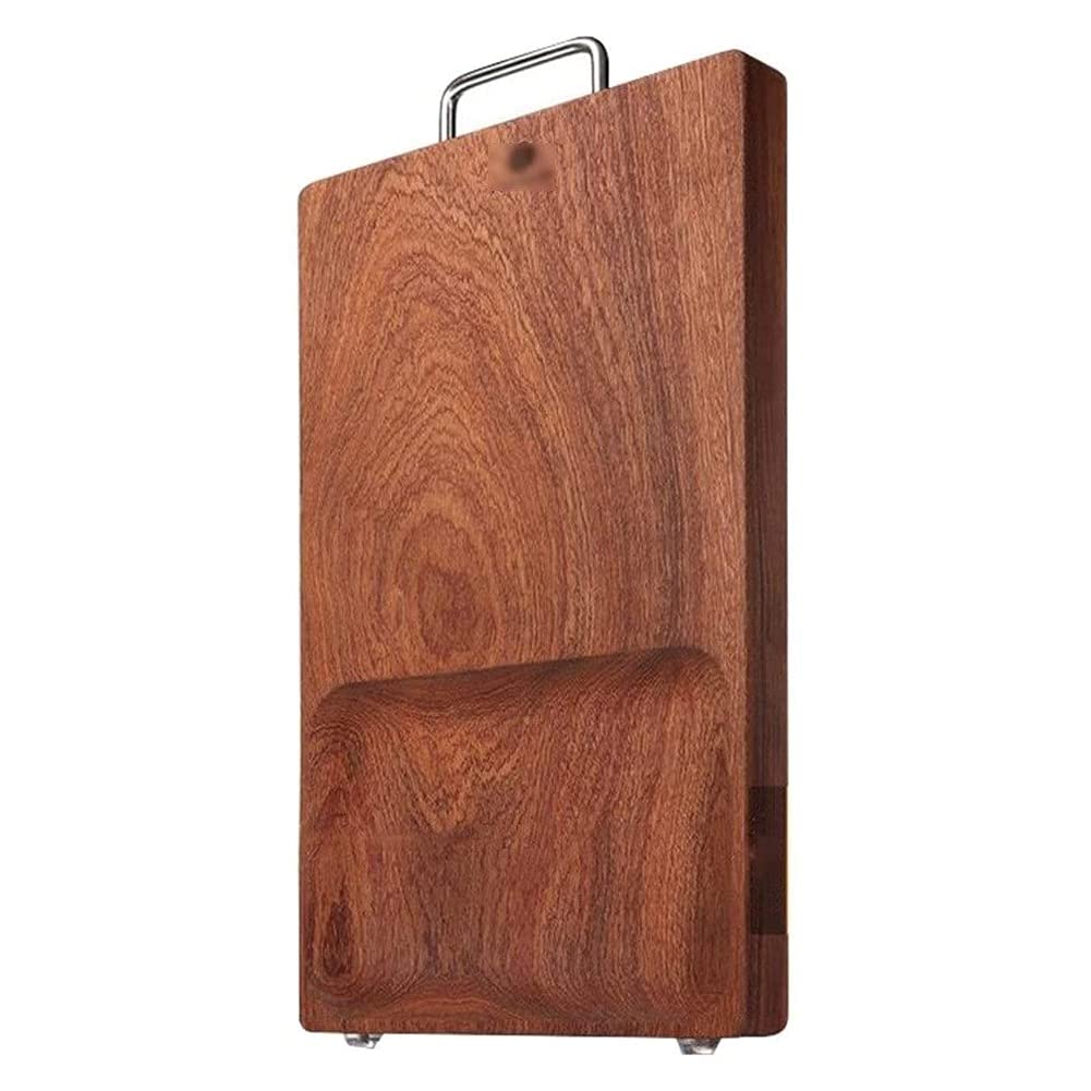 Premium Solid Wood Cutting Board with Metal Handle - Multi-Zone Design for Easy Cleaning - Durable Whole Wooden Chopping Block for Meat, Vegetables, and Fruits - Perfect for Home Kitchen, BBQ, and Professional Chef Use