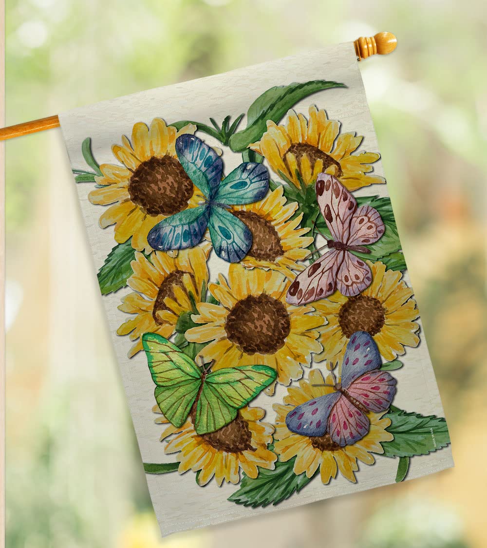 Sunflower Butterfly House Flag Set 28x40