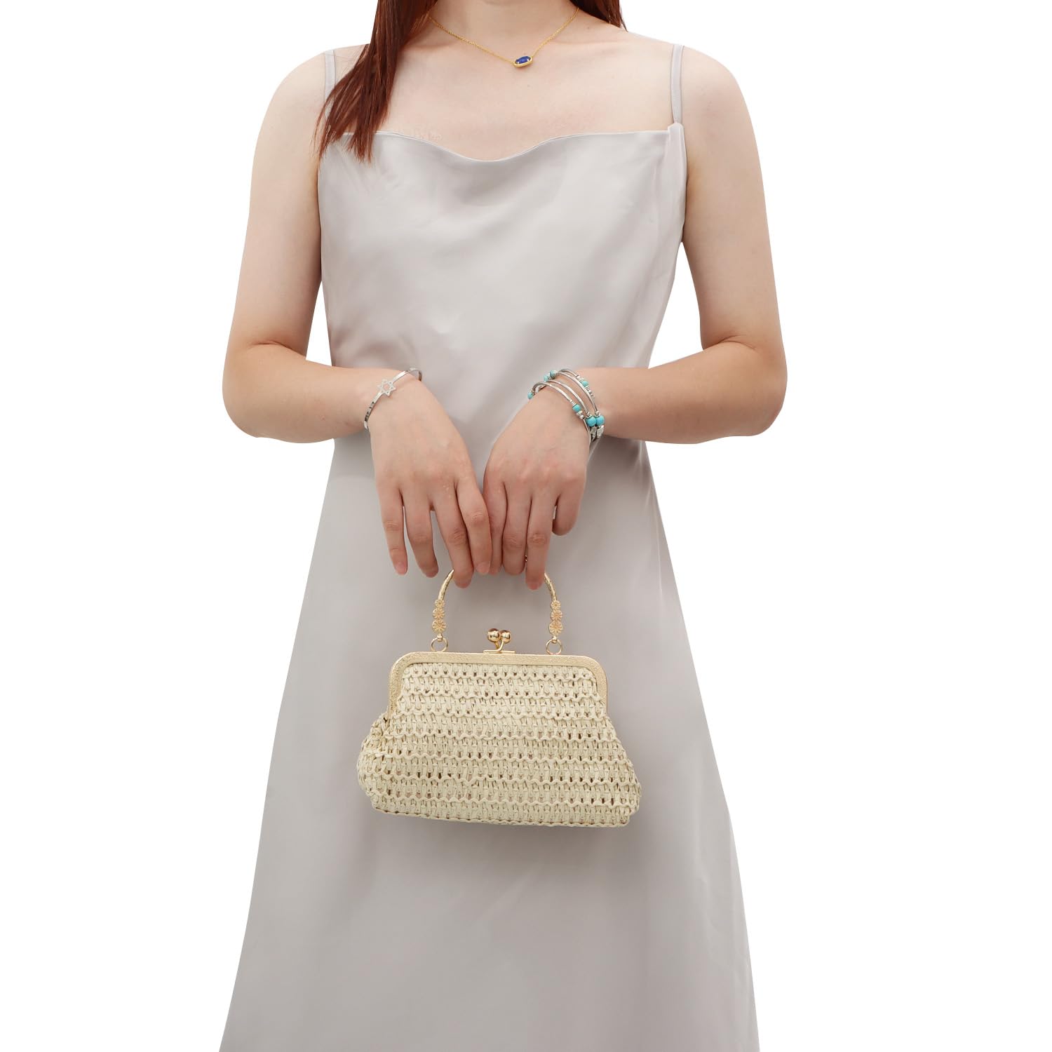 KUANG! Women's Woven Straw Clutch Handbag - Elegant Evening Purse & Summer Beach Shoulder Bag | Perfect for Weddings, Parties, Vacations & Boho Fashion