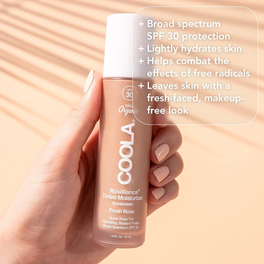 COOLA Rosilliance BB Cream Tinted Moisturizer with Organic SPF 30 Sunscreen - Lightweight Daily Face Makeup for Hydration & Sun Protection | Perfect for Beach Days & Outdoor Activities