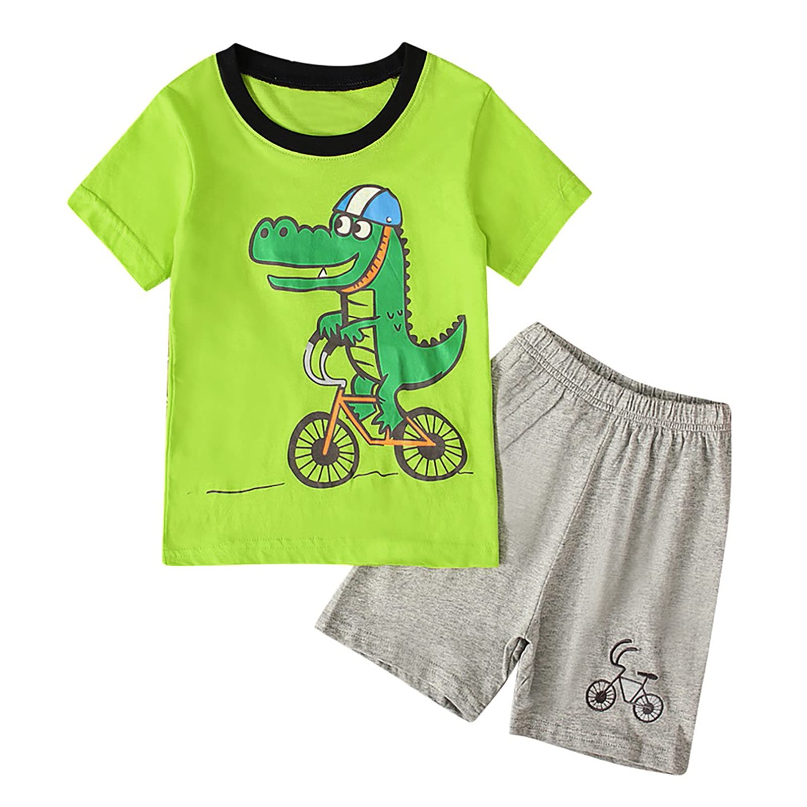Cartoon Short Sleeve T-Shirt and Shorts Set for Boys 1-2 Years - Yellow Kids Winter Outfit for Playtime & Casual Wear
