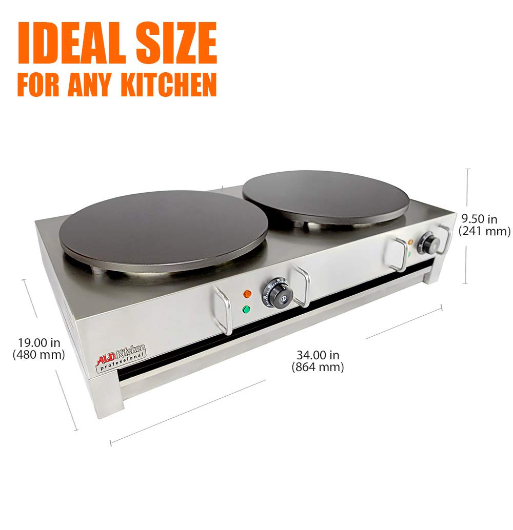 Commercial Electric Crepe Maker Machine - Double Hot Plate Griddle for Crepes, Pancakes & Snacks - Perfect for Restaurants, Cafes & Home Breakfast Cooking