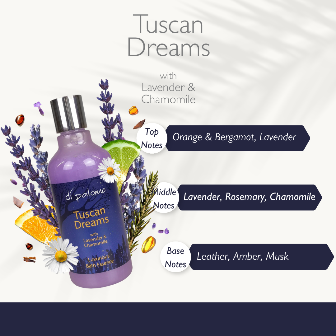 Di Palomo Tuscan Dreams Bath Essence 300ml - Luxury Aromatherapy Bath Oil for Relaxation & Stress Relief - Perfect for Spa Nights & Self-Care Rituals