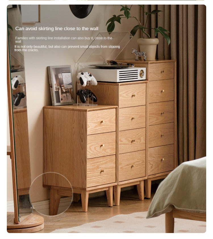 Solid Oak & Beech Wood Chest of Drawers - 5-Drawer Storage Cabinet with Multi-Functional Design for Bedroom, Living Room, and Office Organization