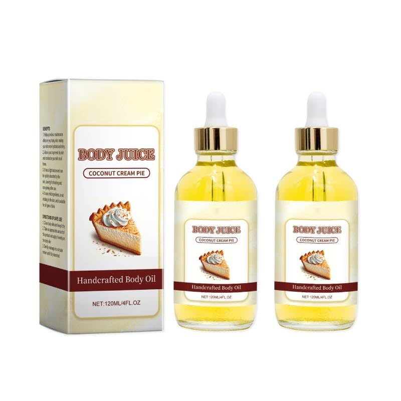 Lisade Coconut Cream Pie Body Oil for Women - Natural Moisturizing Dry Skin Oil with Coconut Essential Oil, Handcrafted Fragrance, 2PCS - Perfect for Massage, Aromatherapy & Daily Hydration