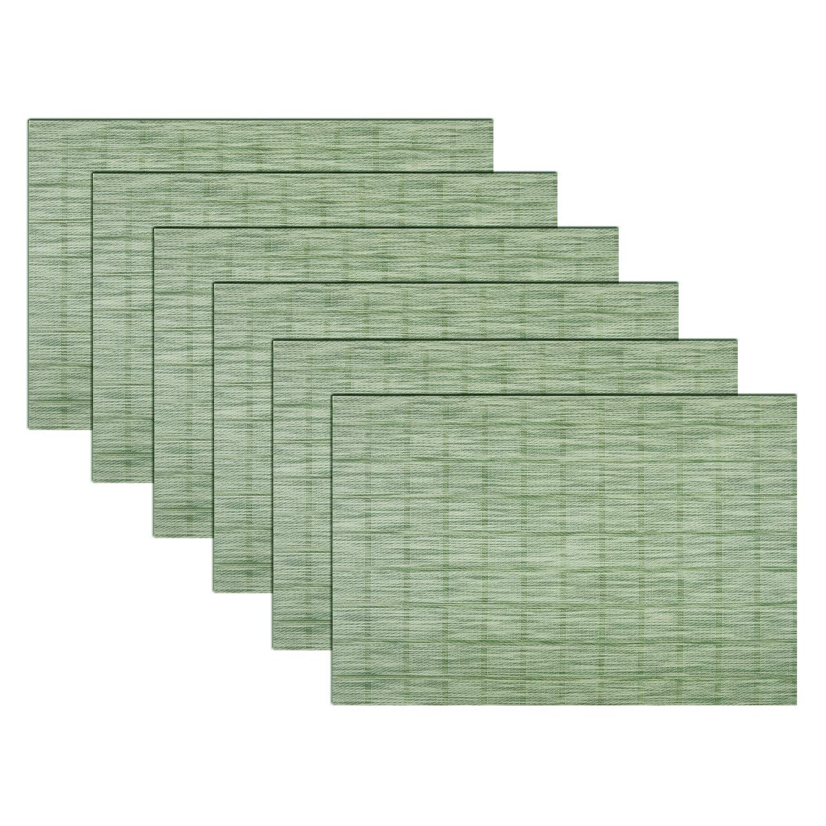 PIGCHCY Set of 6 Woven Heat-Resistant Placemats - Washable & Easy Clean Table Mats for Dining Room Decor (Pear Green) | Perfect for Farmhouse Style Kitchens, Rustic Dinner Parties & Holiday Table Settings