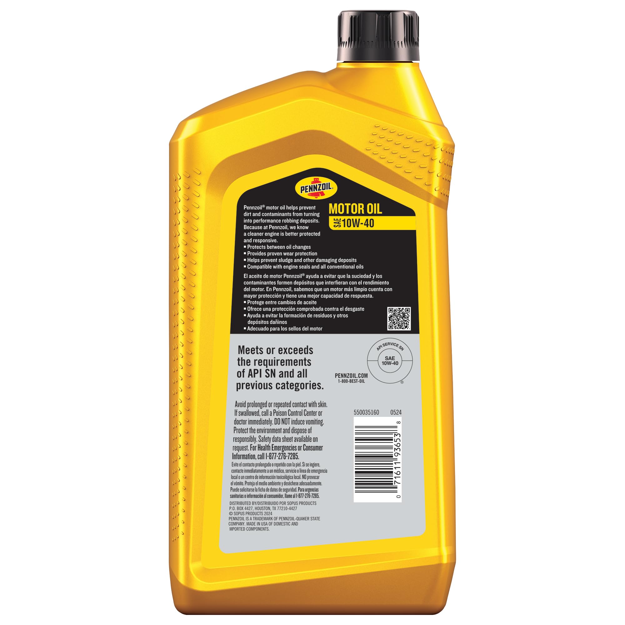 Pennzoil 10W-40 Full Synthetic Motor Oil - 6 Pack (1 Quart Each) - High Performance Engine Protection for Cars, Trucks & SUVs - Ideal for Daily Commuting, Highway Driving & Extreme Temperatures
