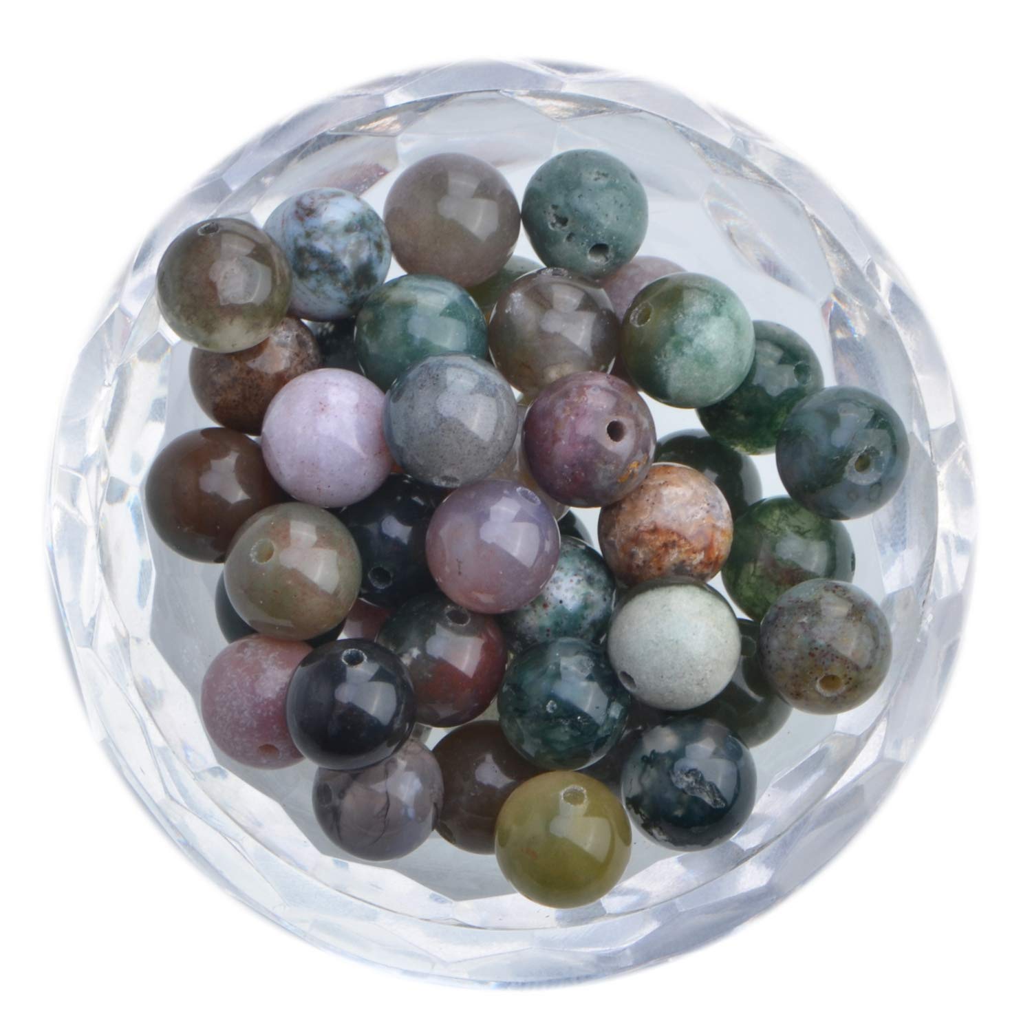 100Pcs Natural Crystal Beads - 6MM Round Indian Agate Gemstone Loose Beads for Jewelry Making, DIY Bracelets & Necklaces, Energy Healing Stones with Free Stretch Cord (Great for Meditation, Gifts & Spiritual Crafts)