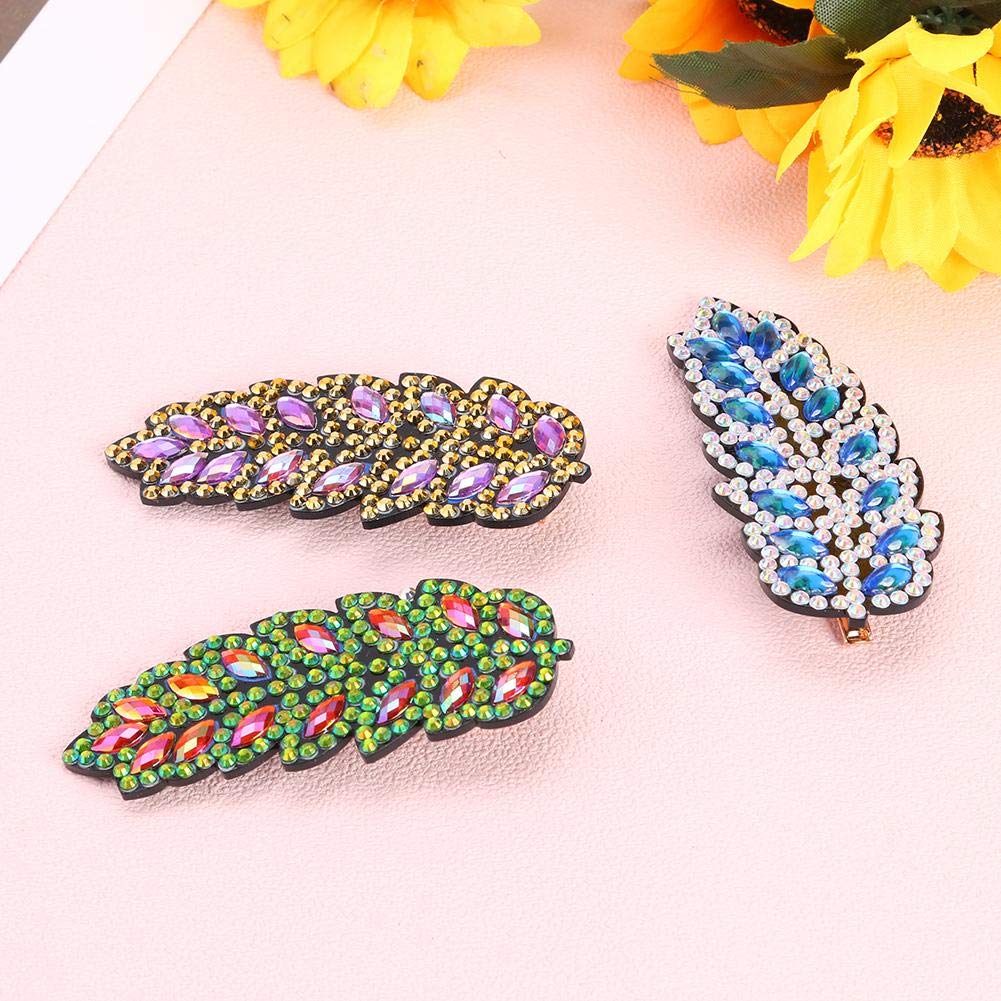 3PCS DIY Crystal Leaf Hair Clips - 5D Handmade Women's Hairpins, Barrettes & Bobby Pins for Wedding, Party & Daily Use - Elegant Hair Accessories for Women & Girls