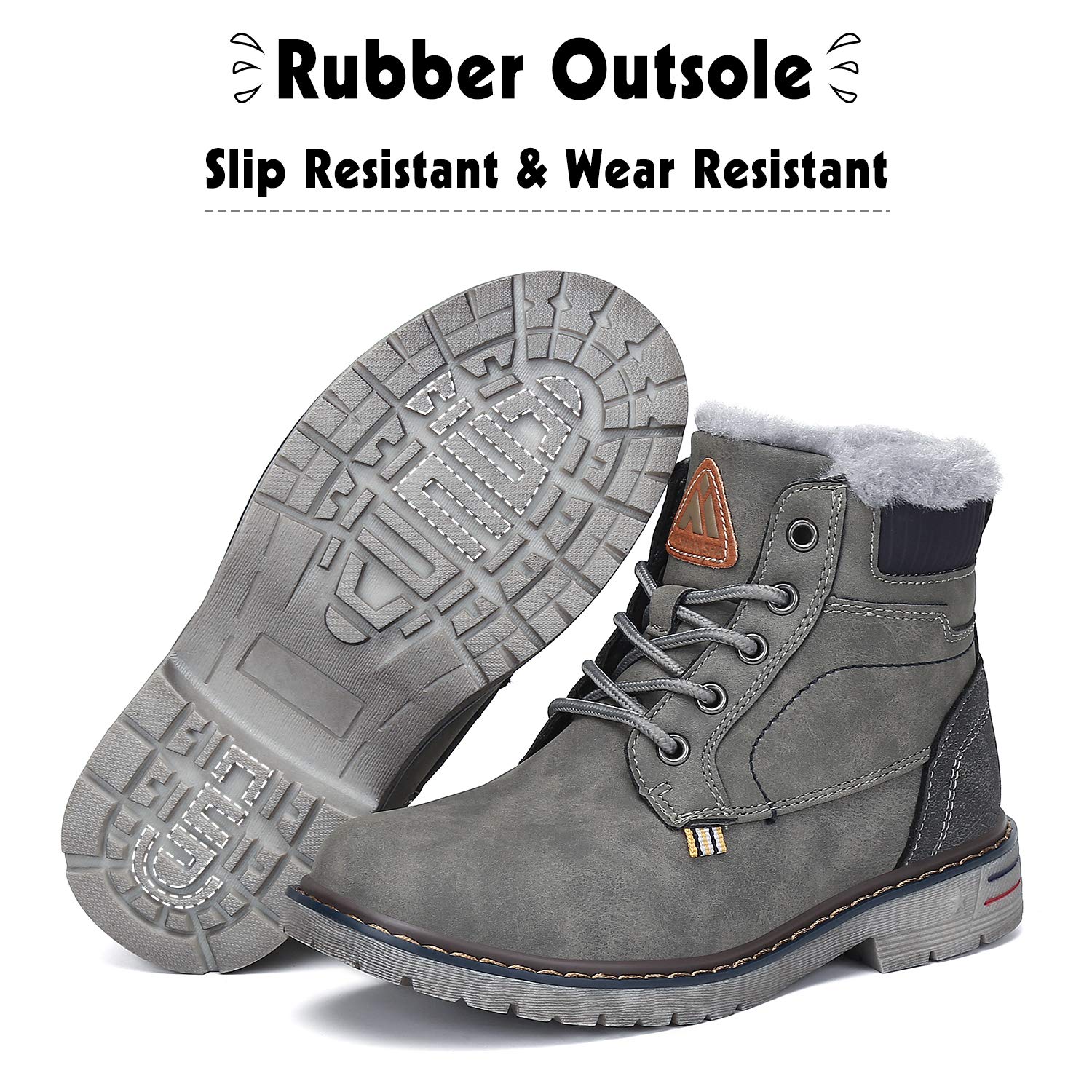 Mishansha Kids Winter Snow Boots - Waterproof Hiking Boots for Boys & Girls, Fur Lined Warm Shoes for Cold Weather Outdoor Activities - Perfect for Snow Play, Hiking & Winter Walking