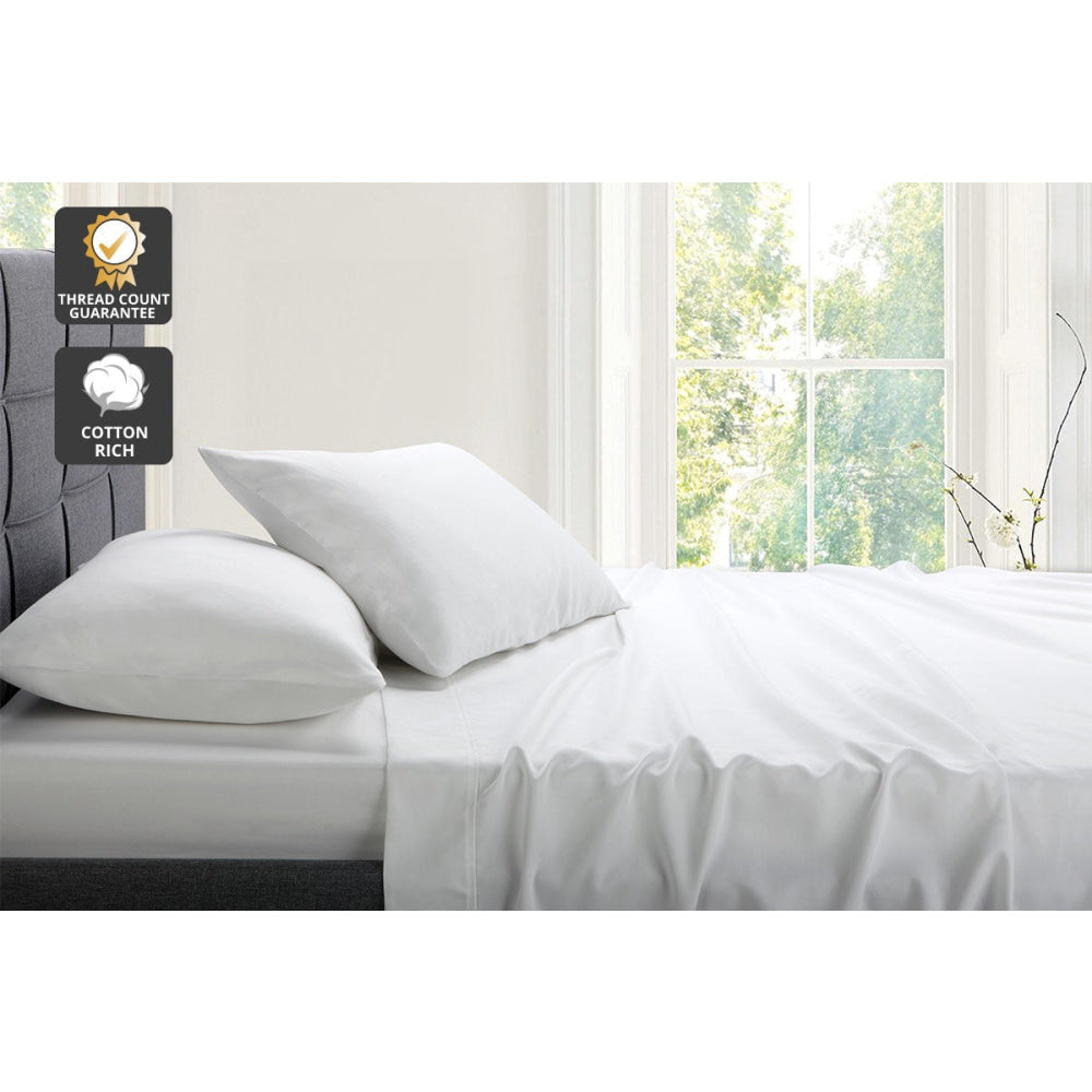 Premium 1200 Thread Count Cotton Rich Bed Sheet Set - Queen Size, White - Ultra Soft & Breathable for a Comfortable Night's Sleep - Perfect for Master Bedroom, Guest Room, or Luxury Hotel Use