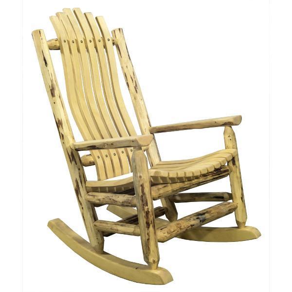 Montana Adult Log Rocker Chair - Handcrafted Wooden Rocking Chair for Living Room, Porch & Cabin - Comfortable Outdoor & Indoor Relaxation