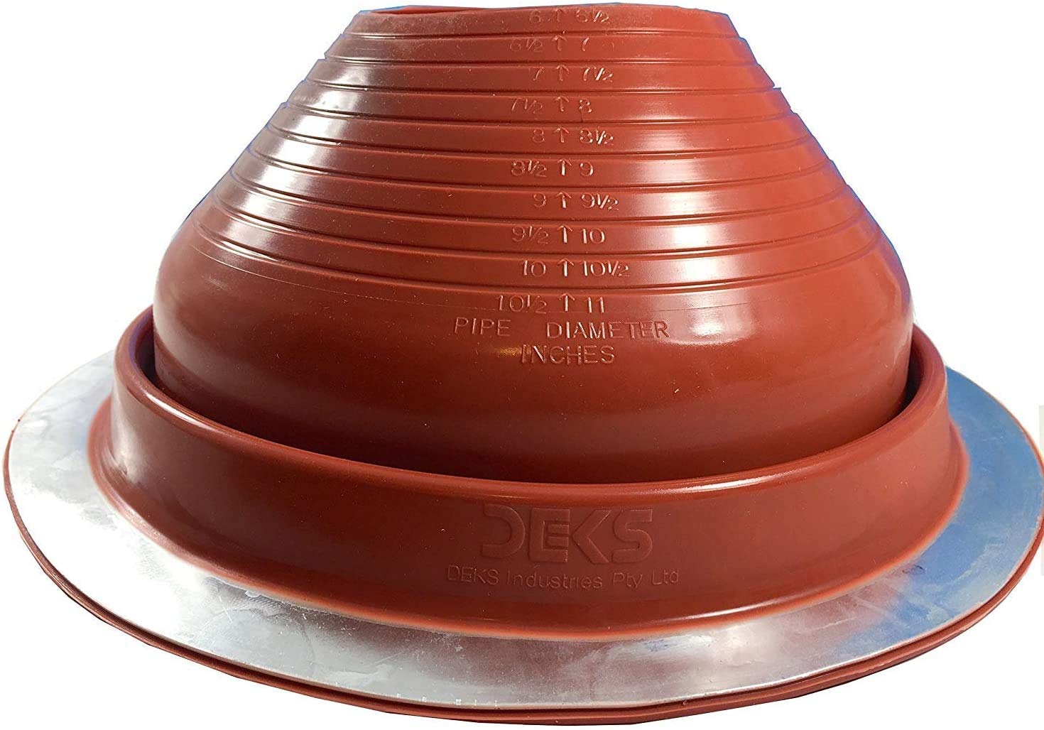 Dektite Metal Roof Pipe Flashing Boots Kit with Free Screws, Hex Bit Driver & Nitrile Gloves - #7 Red High Temp Round Base for Roofing & HVAC Installation