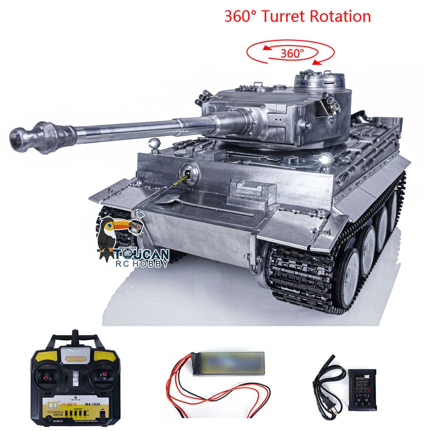 1/16 Scale Mato Metal German Tiger I Infrared RTR RC Tank - 1220 RTR with Receiver, Driving Idler Wheel & 360° Rotation (Battery Included) | WWII Battle Reenactment, Collectible Display & RC Hobby Fun