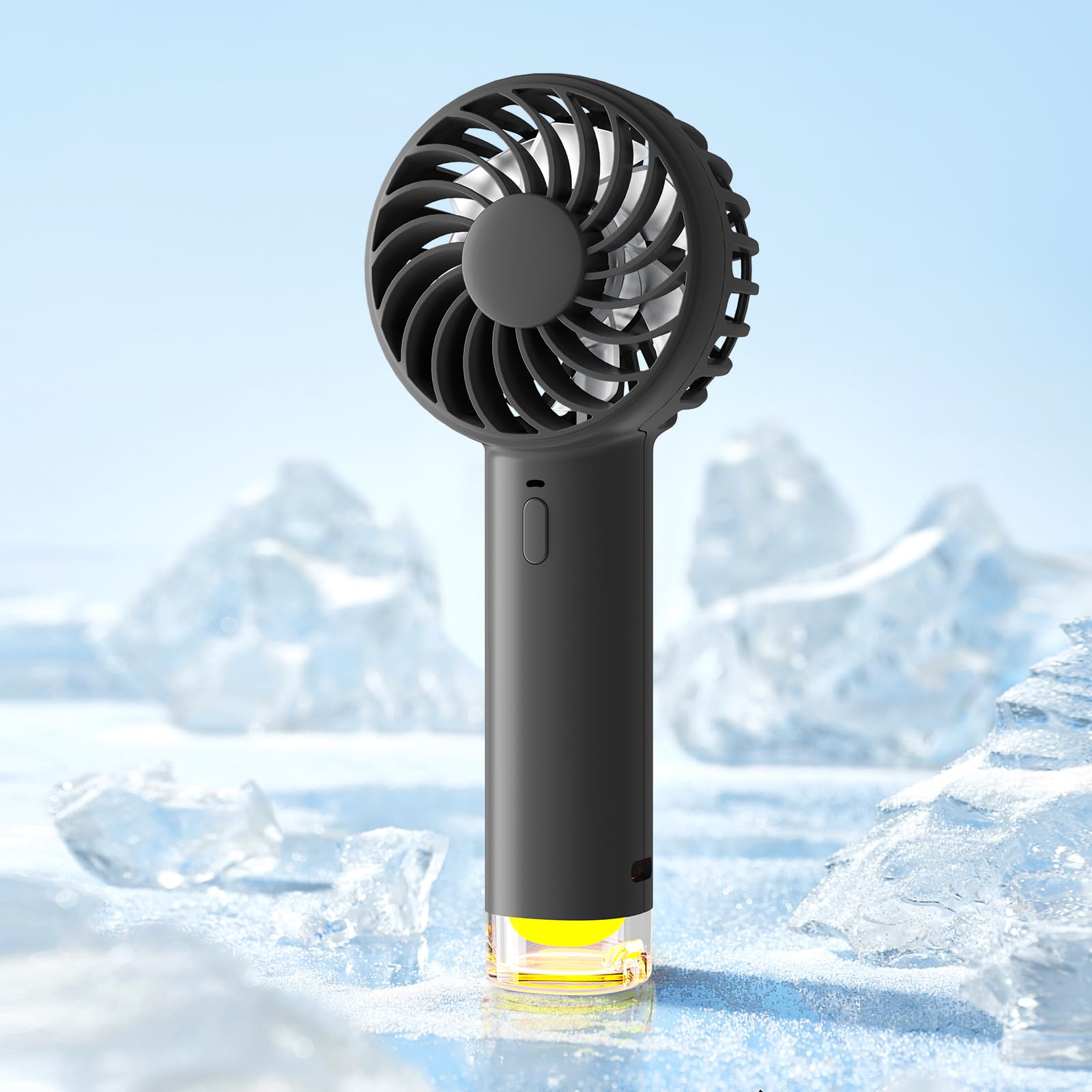 Koonie Portable Mini Handheld Fan - 3 Speed USB Rechargeable Personal Desk Fan with LED Light | Cute Eyelash Design for Women, Girls & Kids | Perfect for Home, Office, Travel & Outdoor Activities | Black