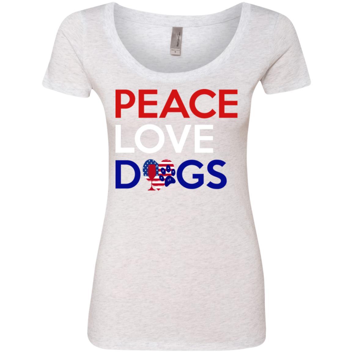 Peace Love Dogs Ladies' Triblend Scoop Neck T-Shirt - Soft Comfortable Women's Graphic Tee for Dog Lovers - Perfect for Casual Wear, Dog Walks & Pet Lovers Outfits