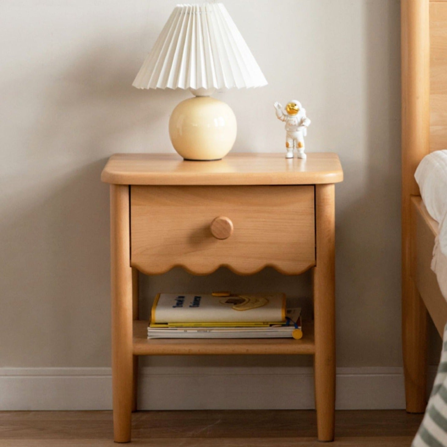 Solid Wood Nightstand - Beech or Oak Bedside Table for Bedroom, Modern & Rustic Home Decor, Durable & Stylish Furniture for Small Spaces