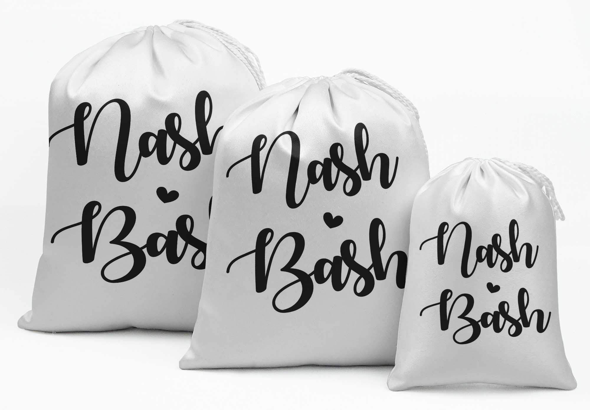 White Nash Bash Bachelorette Party Favor Bags - 15 Pack Gift Pouches for Bridal Showers, Wedding Favors & Girls Night Out