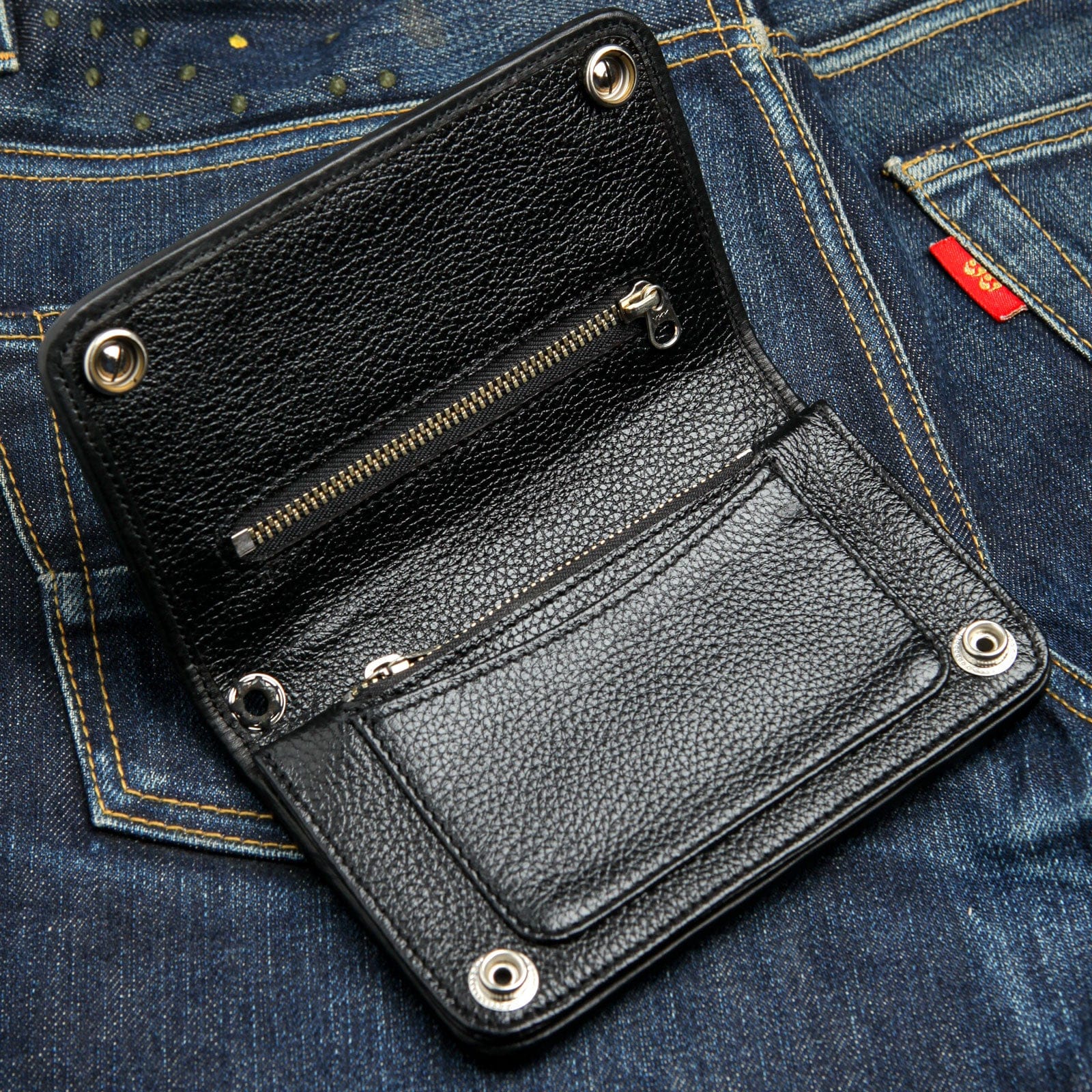 Authentic Black Lizard Leather Biker Wallet for Men - RFID Blocking Slim Bifold Wallet - Perfect for Motorcycle Riders & Everyday Use