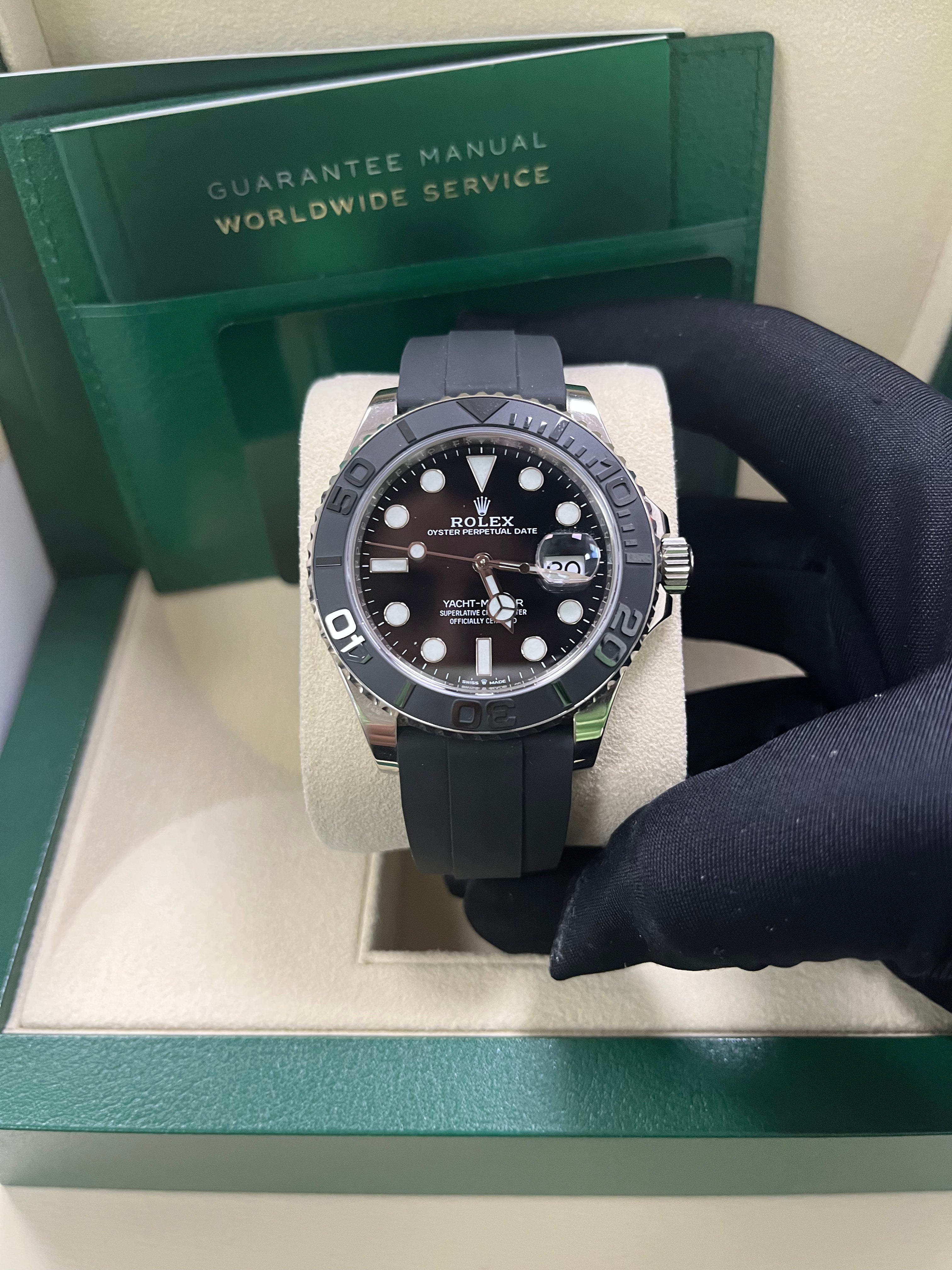 Rolex Yacht-Master 42 White Gold Men's Watch with Black Dial & Oysterflex Bracelet - Ref. 226659 - Luxury Diving Timepiece for Sailing, Yachting & Formal Occasions