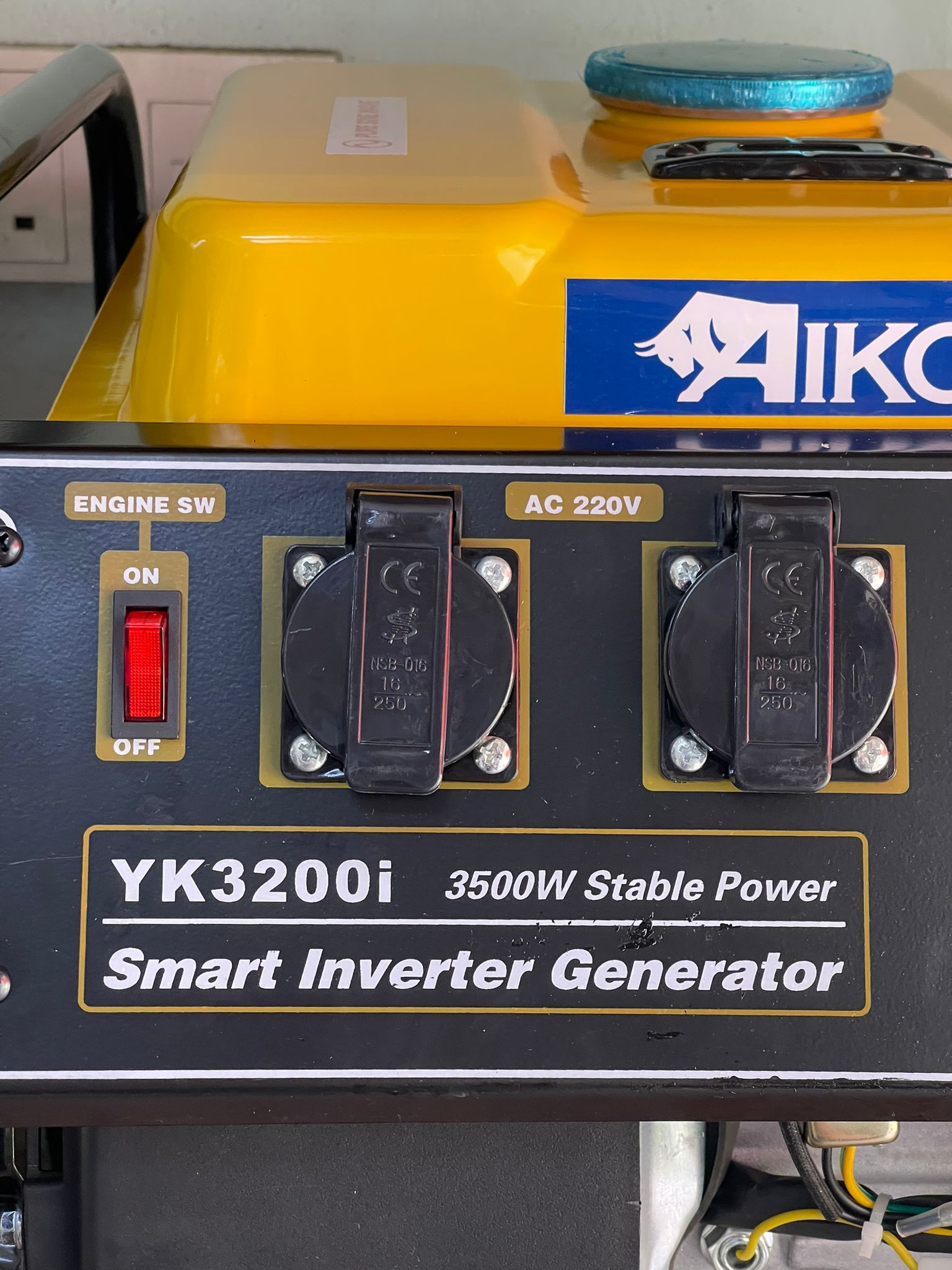 Aiko 220V 3500W Smart Inverter Gasoline Generator - Portable Power Supply with 2 Outlets for 3-Pin Plug | Model YK3200I | Ideal for Camping, Home Backup & Outdoor Events