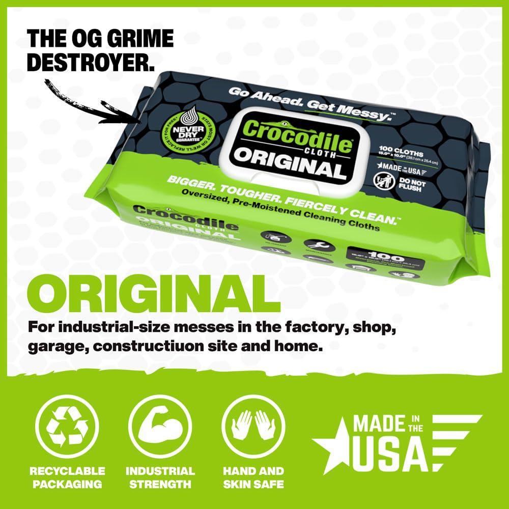 Heavy-Duty 10x15 Industrial Cleaning Wipes - 50 Pack for Tools & Multi-Surfaces