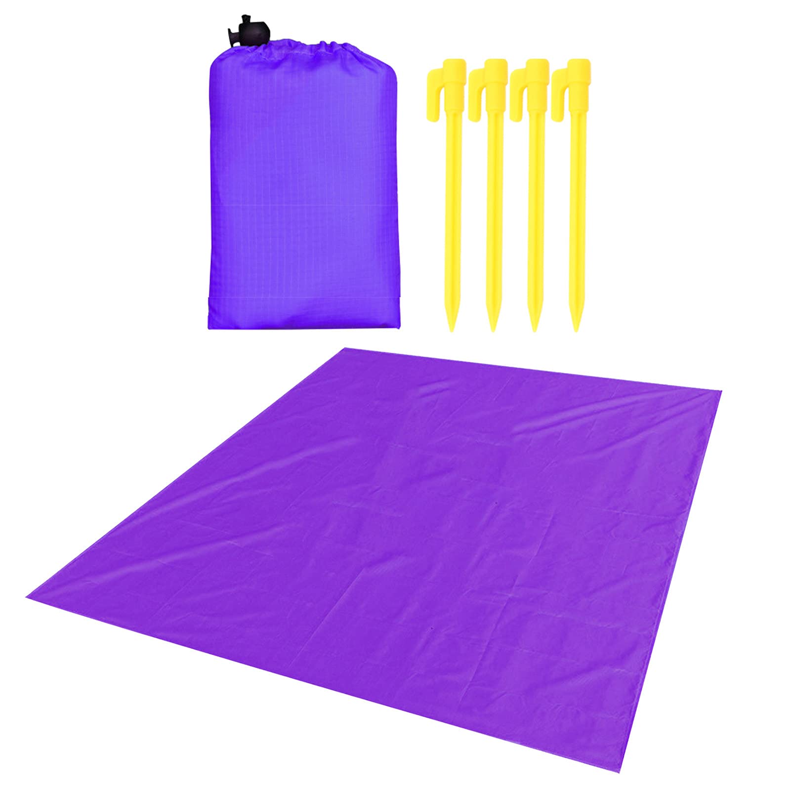 Waterproof Folding Picnic Mat - Large Outdoor Table Place Mats & Coasters Set, Portable Ground Mattress for Camping, Beach, and Picnics - Purple