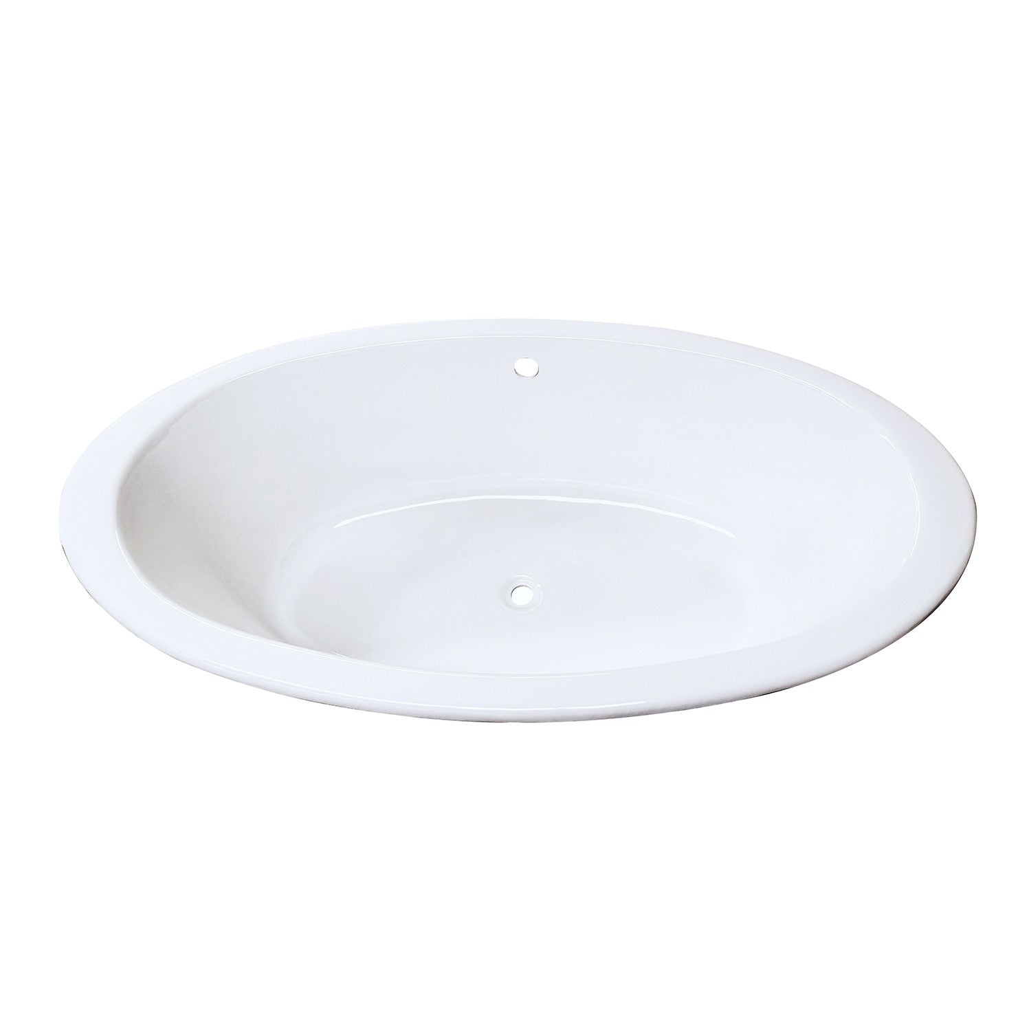 Aqua Eden 57 Inch White Cast Iron Oval Drop-In Bathtub with Center Drain - Freestanding Soaking Tub for Luxury Bathroom & Spa Relaxation
