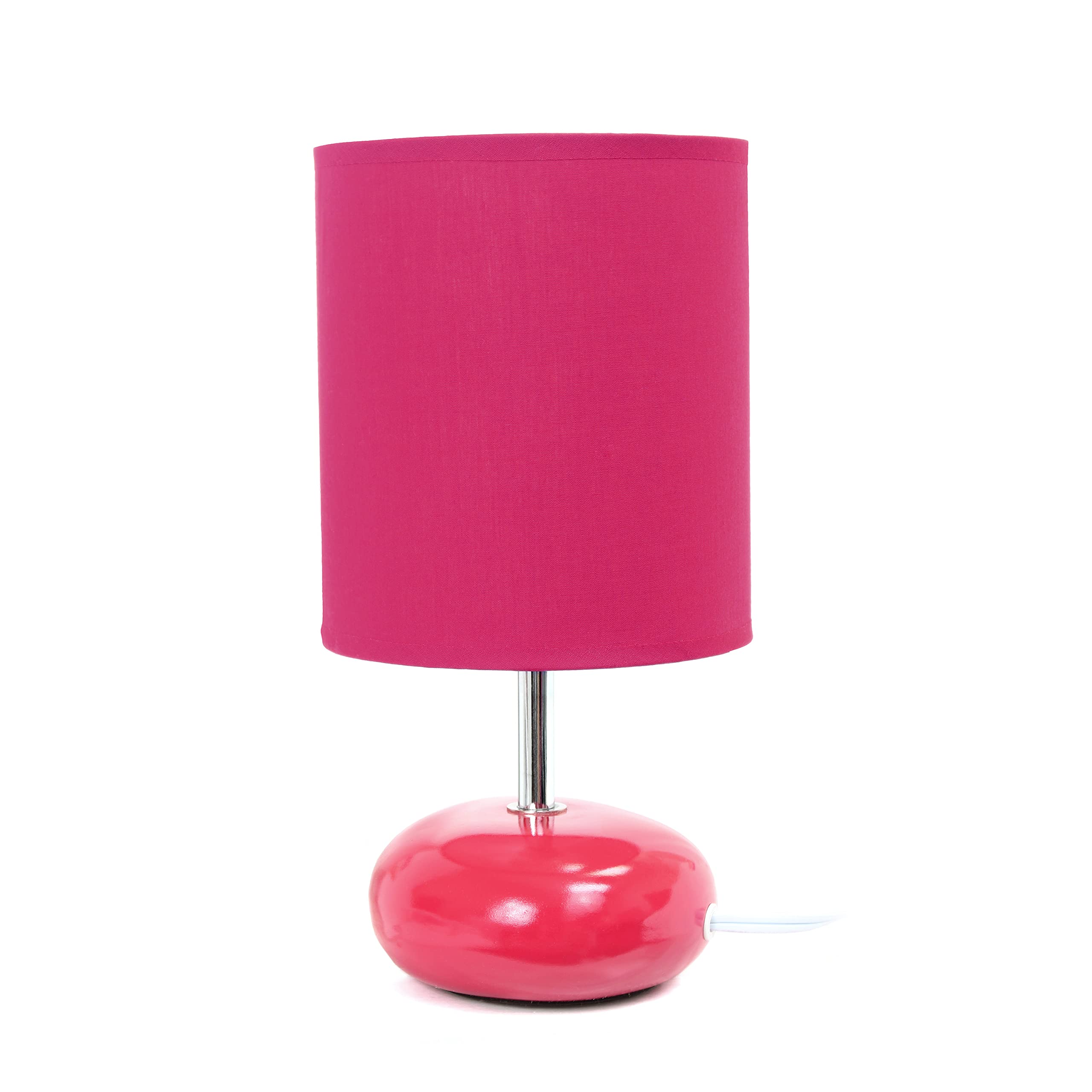 Simple Designs LT2005-PNK-2PK Small Stone Look Table Lamp & Bedside Lamp 2-Pack Set in Pink - 6 Packs (12 Lamps Total) - Perfect for Bedroom, Living Room, Office & Dorm Decor