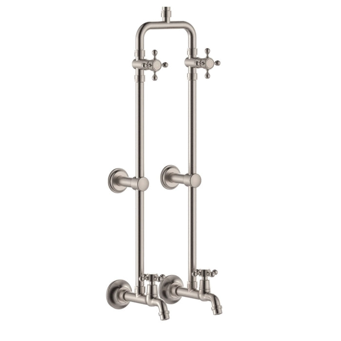Fienza 455122BN Lillian Exposed Rail Shower & Bath Set in Brushed Nickel Finish - Modern Bathroom Fixture for Spa-Like Shower Experience
