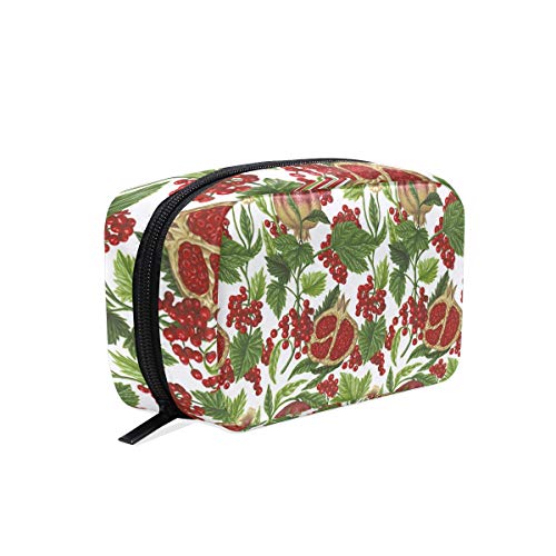 DJROW Pomegranate Print Makeup Pouch - Multifunctional Travel Cosmetic Bag & Toiletry Organizer for Women | Perfect for Makeup Brushes, Skincare, Jewelry Storage | Gym, Vacation, Daily Use