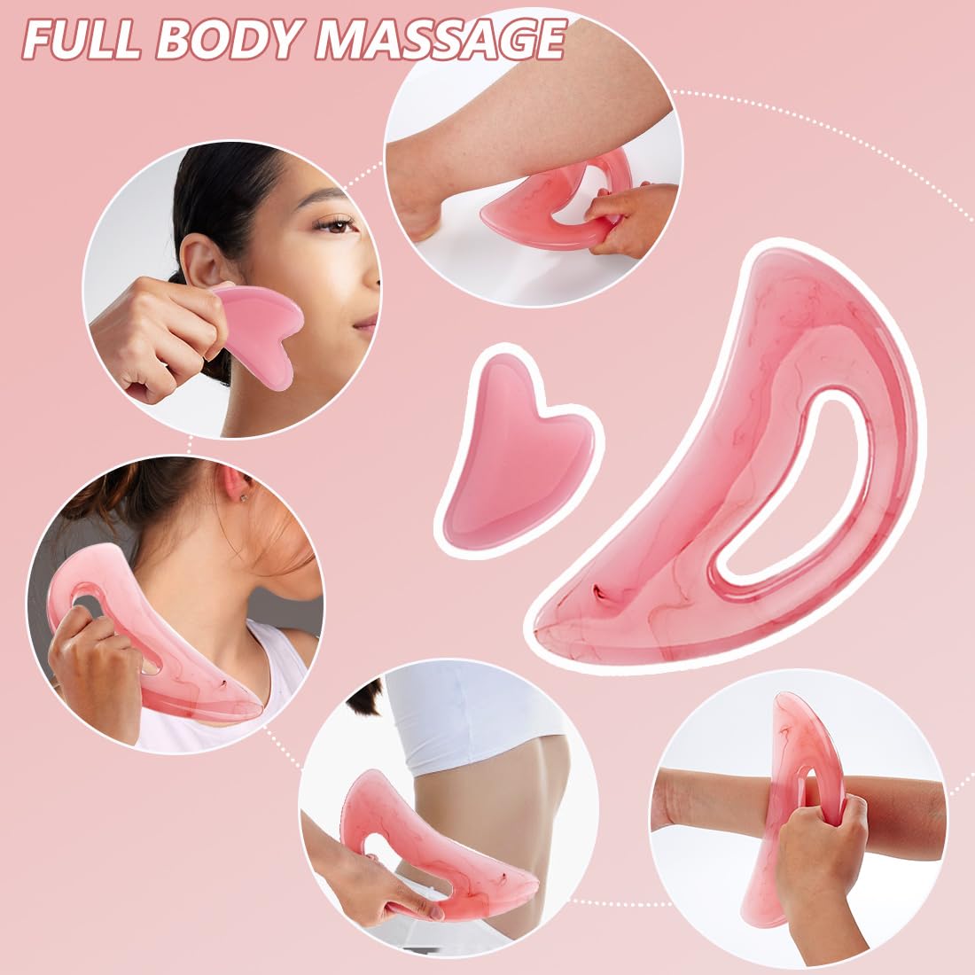 Large Body Gua Sha Tool - Pink Resin Gua Sha Massager for Face, Back, Legs & Body Sculpting | Cellulite Reduction & Lymphatic Drainage | Perfect for Spa, Home Relaxation & Self-Care Routine