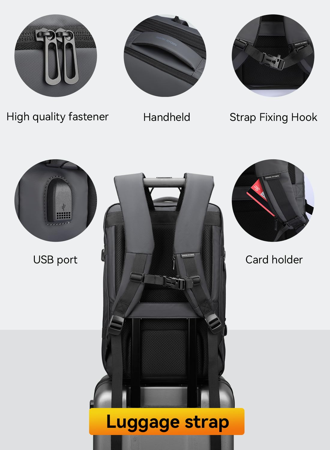 **Mark Ryden Expandable Waterproof Travel Backpack 25L-40L for Men & Women - USB Charging Port, Fits 17 Inch Laptop, Carry-On Flight Approved - Perfect for Business Trips, Commuting & Outdoor Adventures**