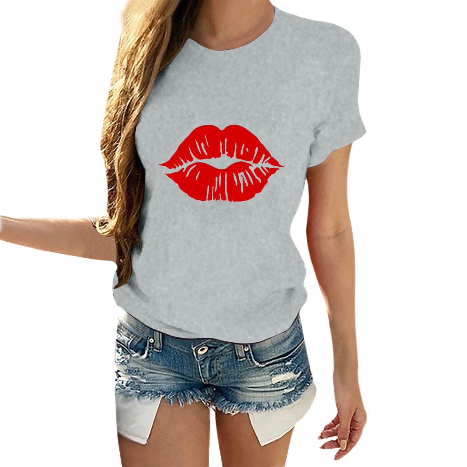 Valentine's Day Heart Graphic T-Shirt for Women - Short Sleeve Casual Tee with Romantic Print - Perfect for Date Nights, Gifts & Couple Outfits
