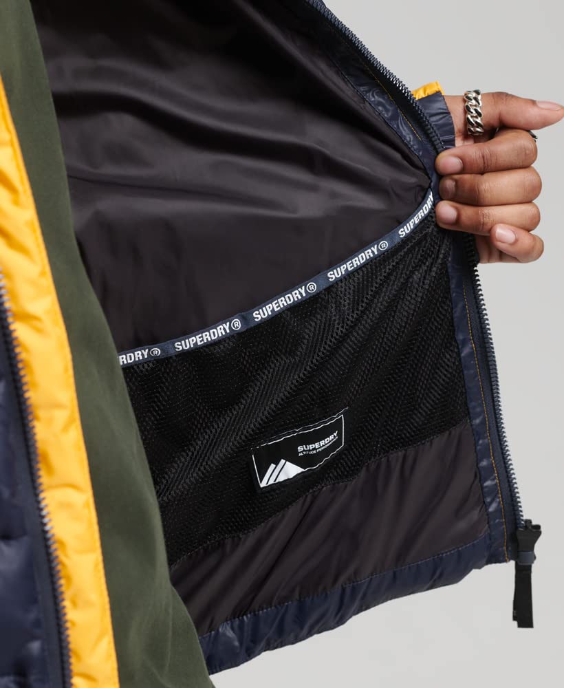 Superdry Men's Radar Quilt Mix Padded Jacket - Slim Fit Winter Coat with Bungee Cord Hood | Water-Resistant Lightweight Jacket for Outdoor Activities, Hiking & Urban Fashion