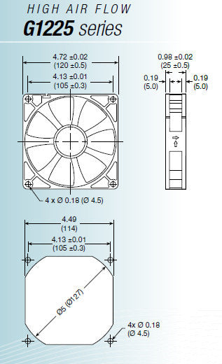 120x120x25mm 24V DC Low Speed Cooling Fan with Locked Rotor Alarm - Mechatronics G1225L24B2 FSR for Electronics, Servers & Industrial Equipment