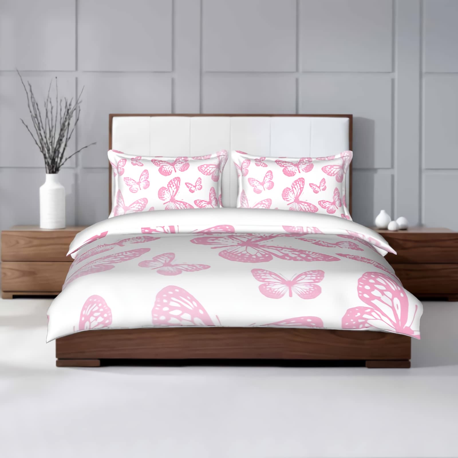 **GREDBH Pink Butterfly Comforter Bedding Set - Twin Size for Adults, Soft Microfiber Quilt Set with Matching Pillowcase - Easy Care & Hypoallergenic - Perfect for Girls' Room, Dorm, or Guest Bed**