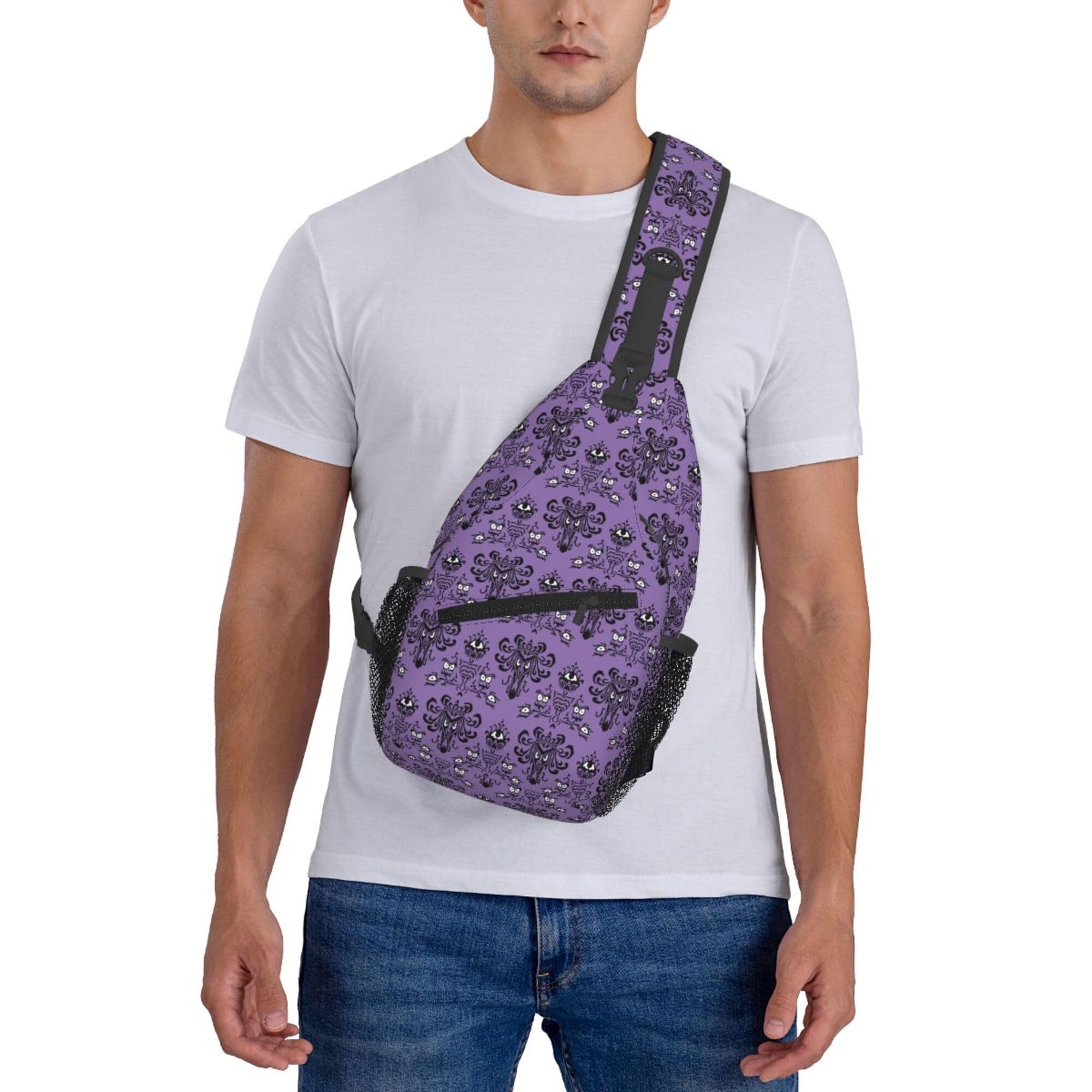 Haunted Mansion Small Crossbody Backpack - Unisex Mini Sling Bag for Gym, Sports & Travel - Durable Shoulder Chest Pack for Hiking & Daily Use