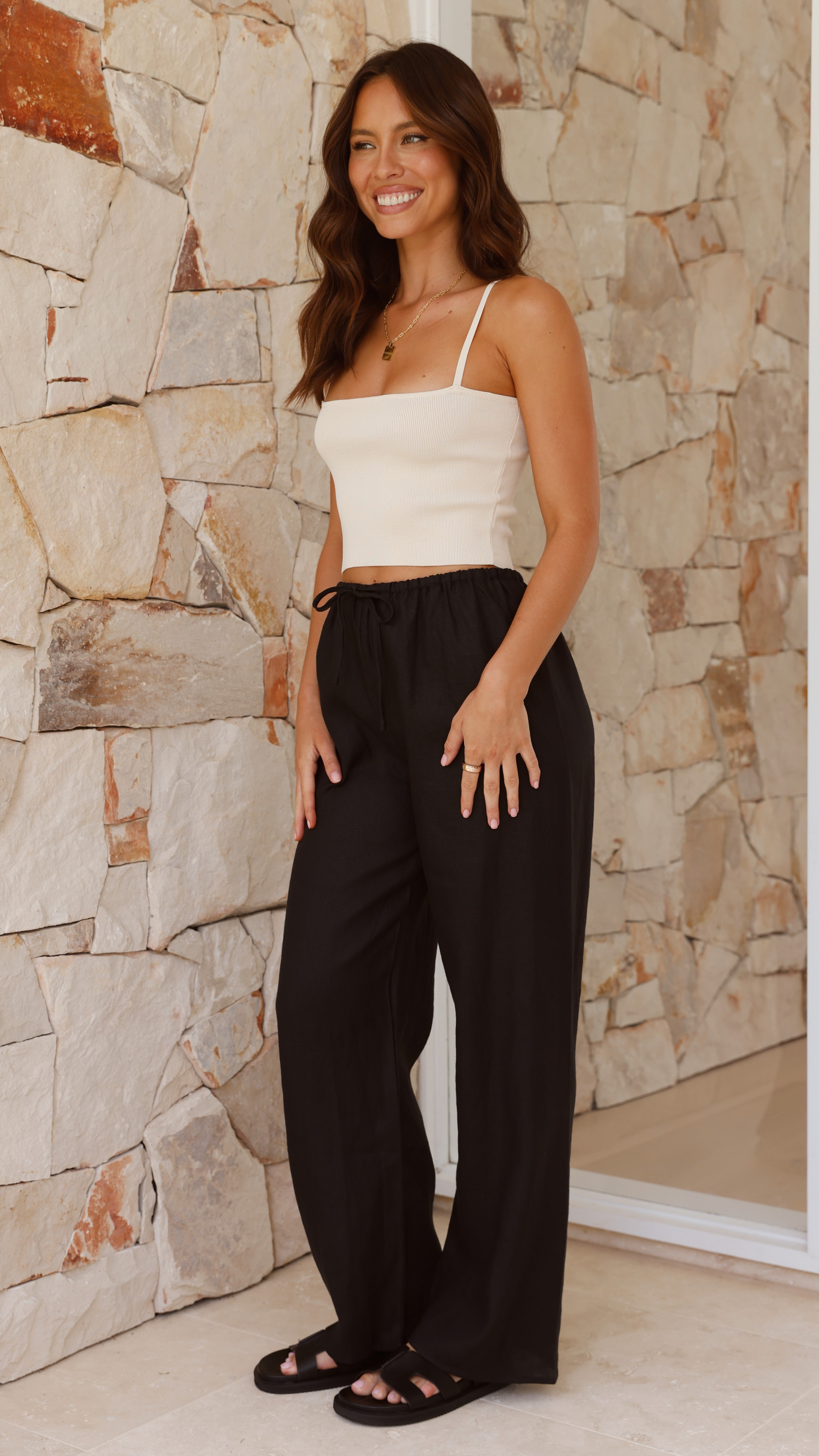 Maliena Women's High Waisted Stretch Black Pants - Comfortable Slim Fit Trousers for Work, Office & Casual Wear