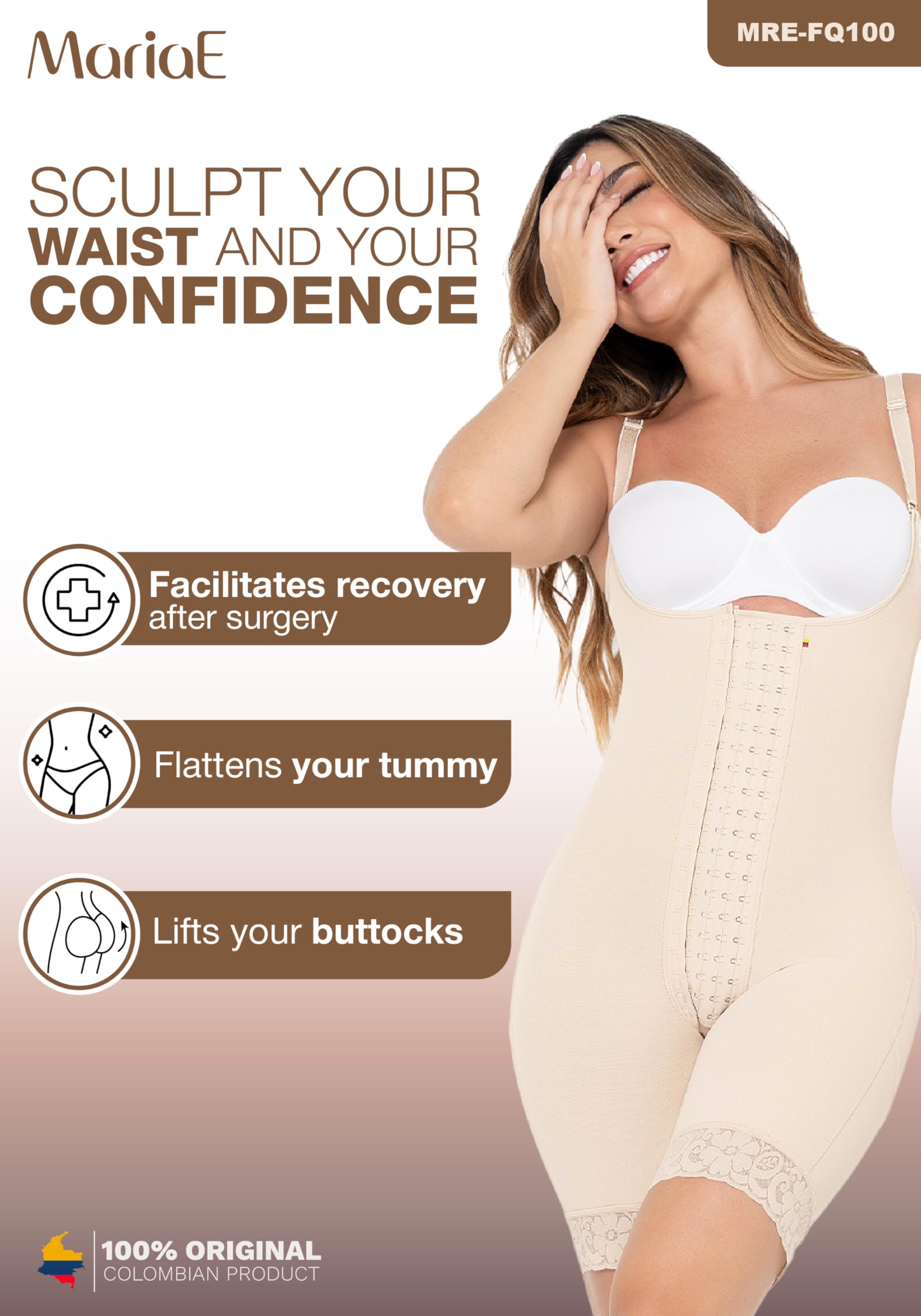 MARIAE Postpartum Girdle for Women - Full Body Shaper & Waist Trainer | Colombian Shapewear for Post Pregnancy Recovery | Perfect for C-Section Recovery & Everyday Wear
